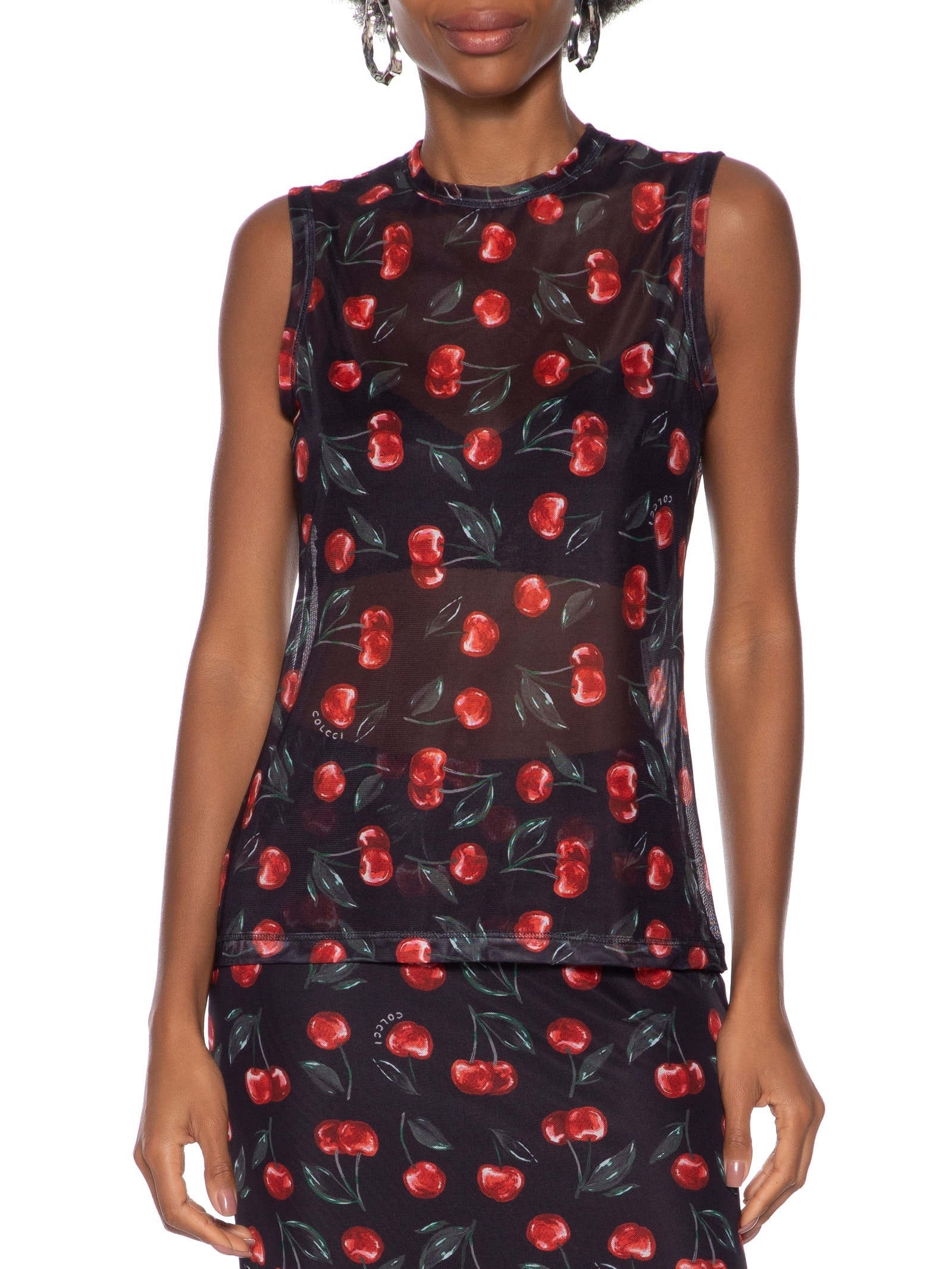 Blusa Feminina Tule Estampado Preto Colcci