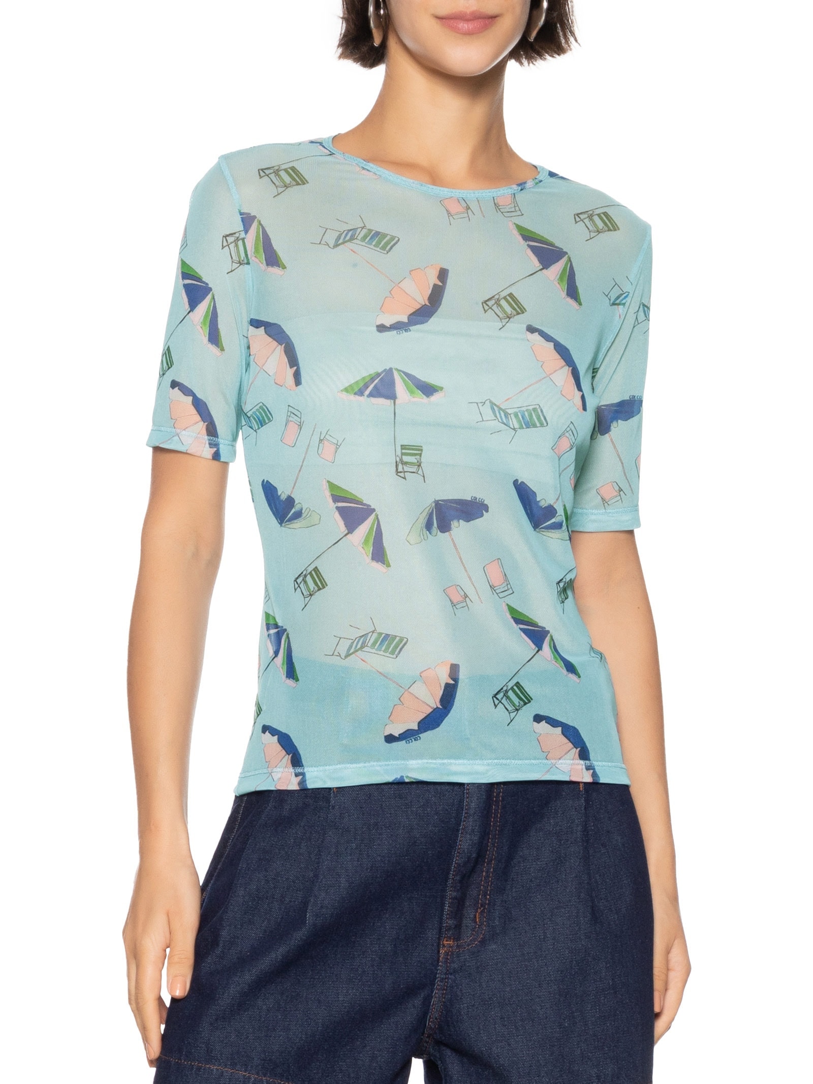 Colcci - Blusa Feminina Tule Estampado - Verde