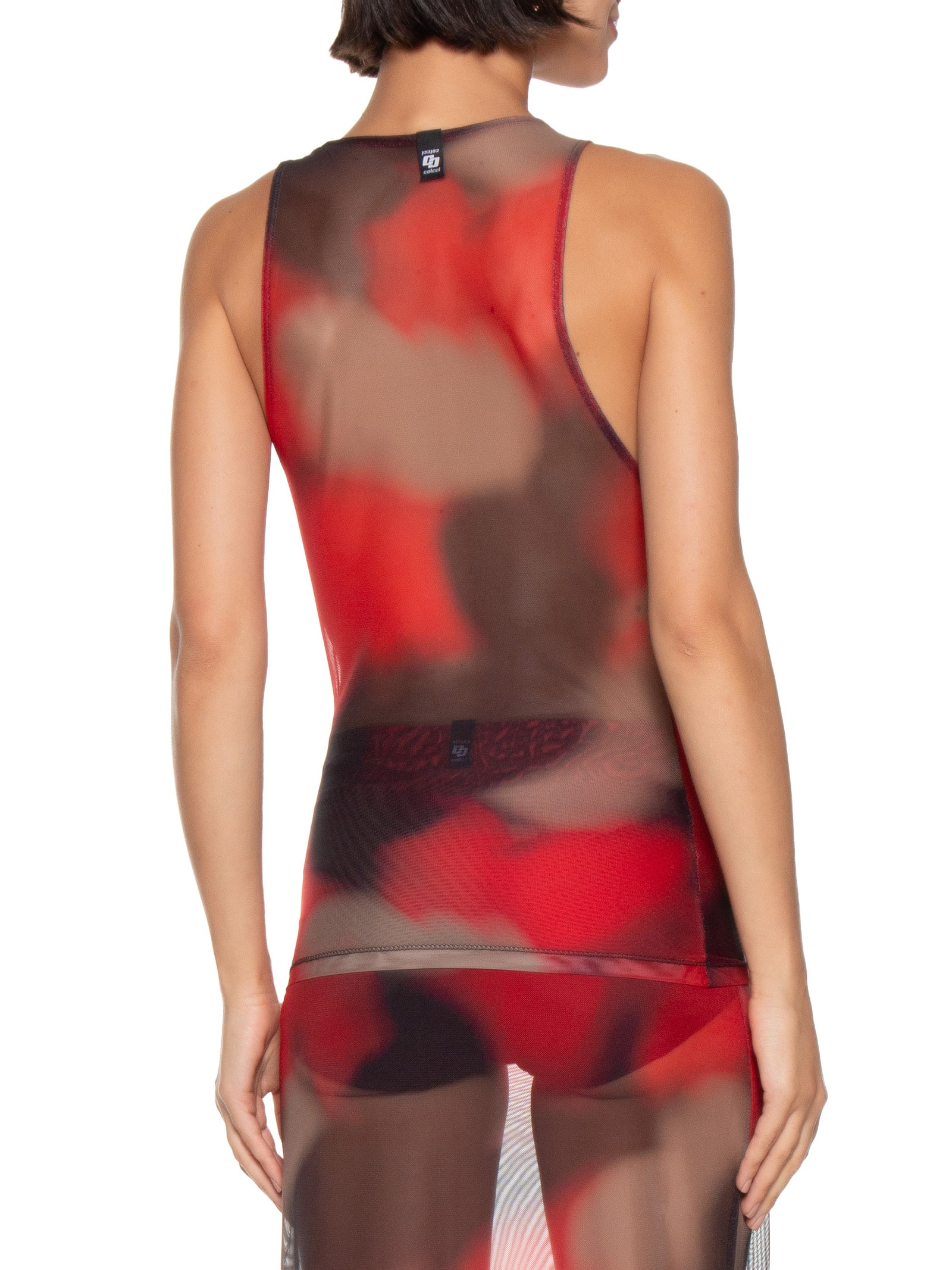 Blusa Feminina Tule Estampado Vermelho Colcci