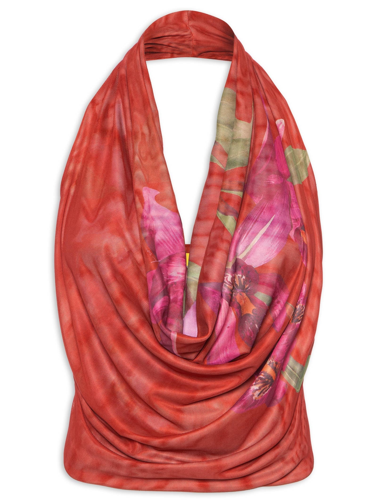 Blusa Feminina Tule Floral Orquídea Vermelho Farm