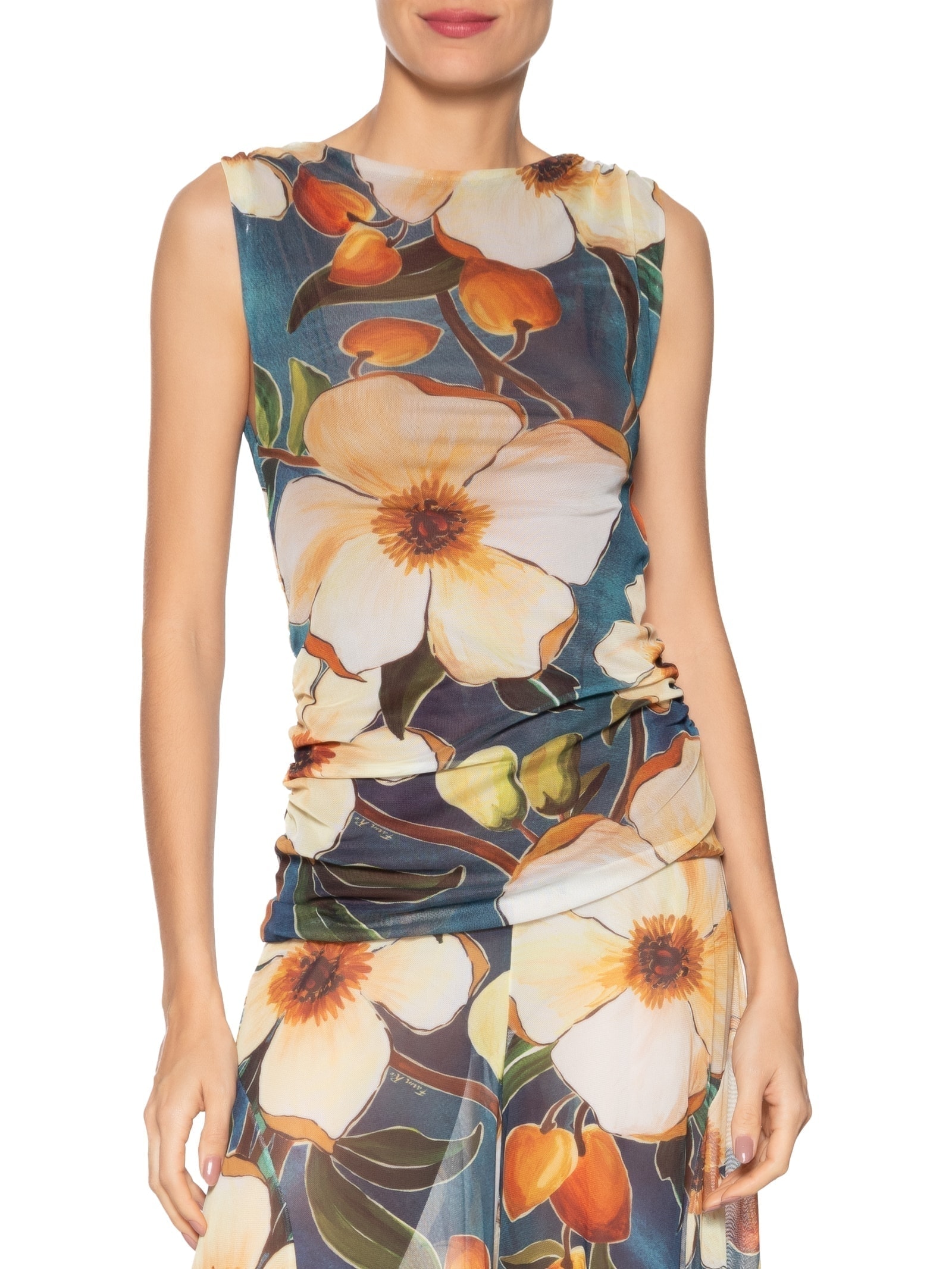 Blusa Feminina Tule Jardim Litoral Azul Farm