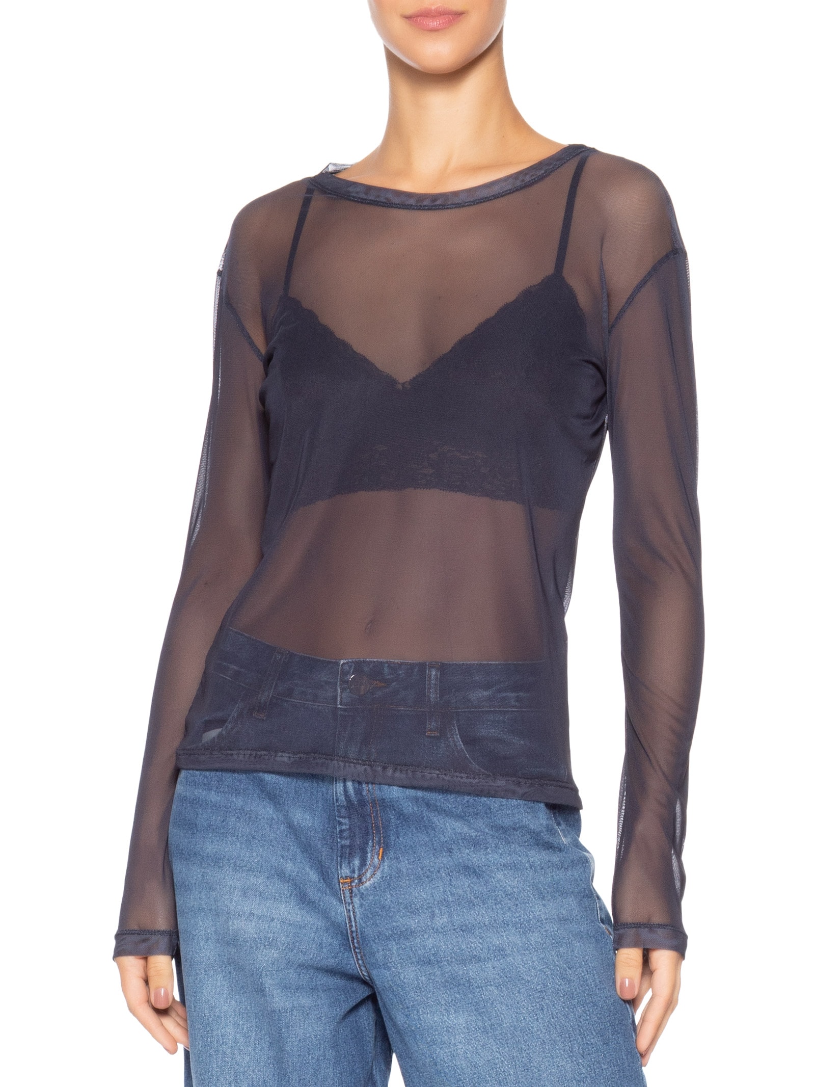 Blusa Feminina Tule Joana Azul Le Lis