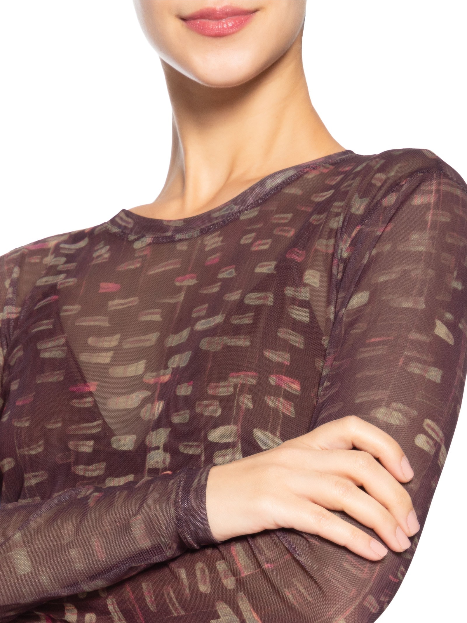 Blusa Feminina Tule Joana Brilho Marrom Le Lis