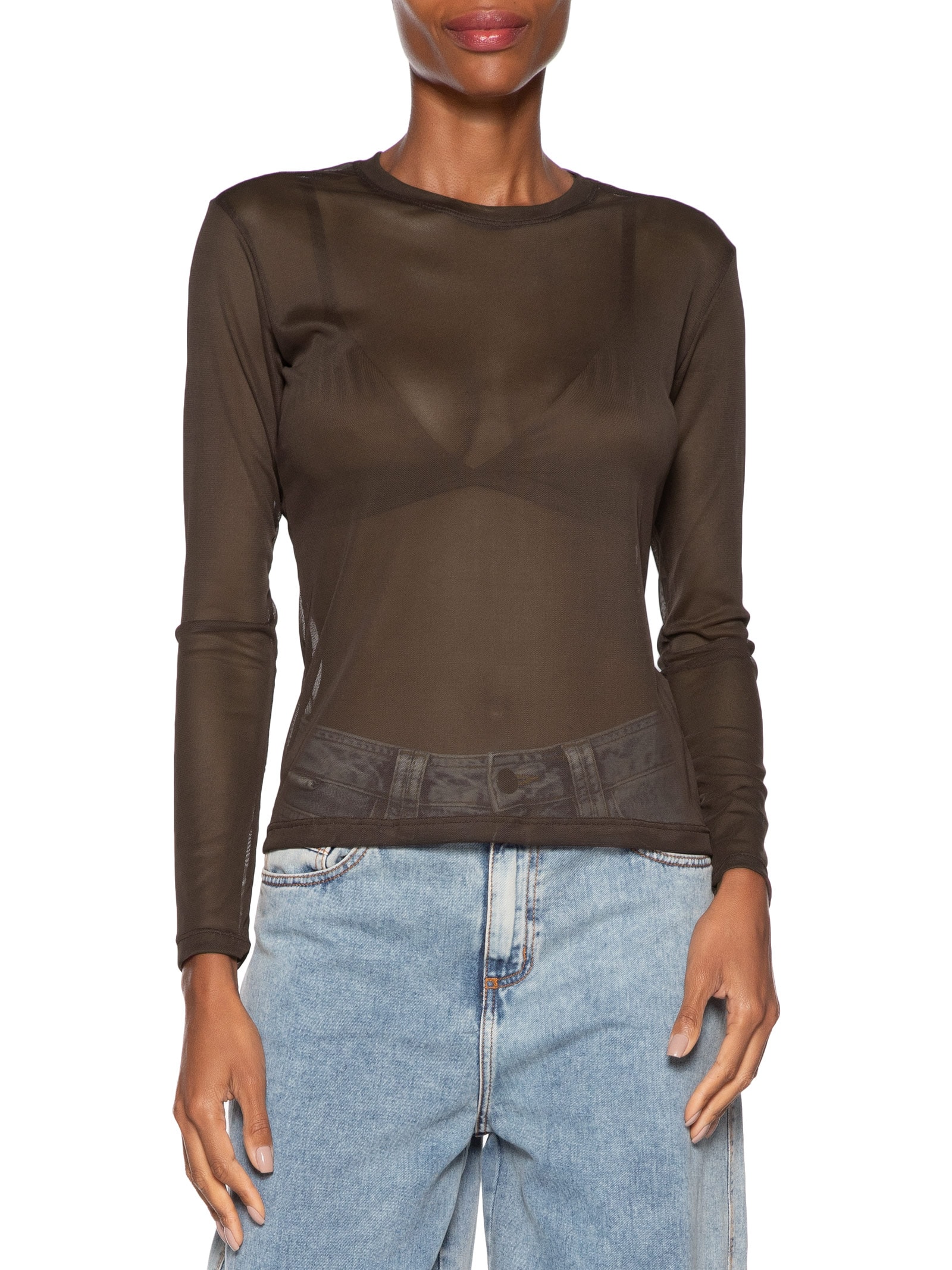 Blusa Feminina Tule Joana II Marrom Le Lis