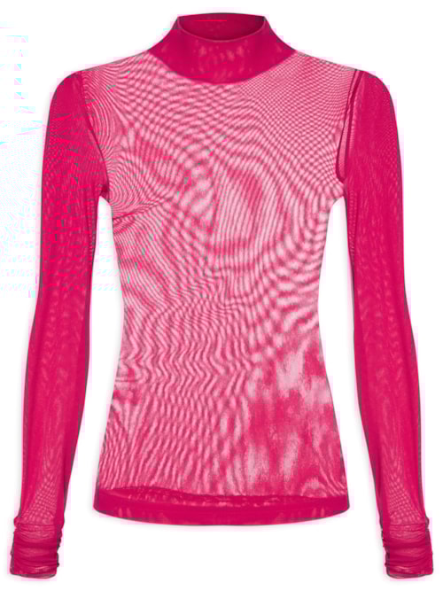 Blusa Feminina Tule Manga Longa Franzida – Vermelho