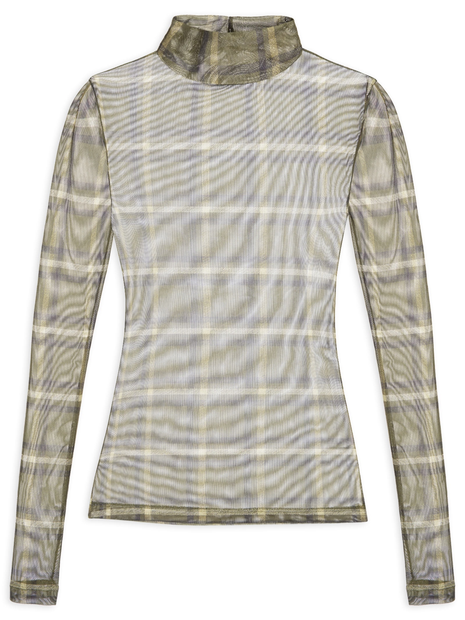 Blusa Feminina Tule Manga Longa Xadrez Verde Animale Jeans