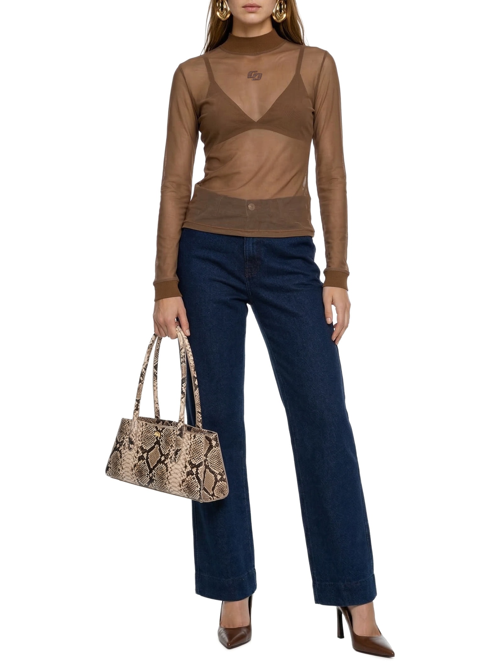 Blusa Feminina Tule Marrom Colcci