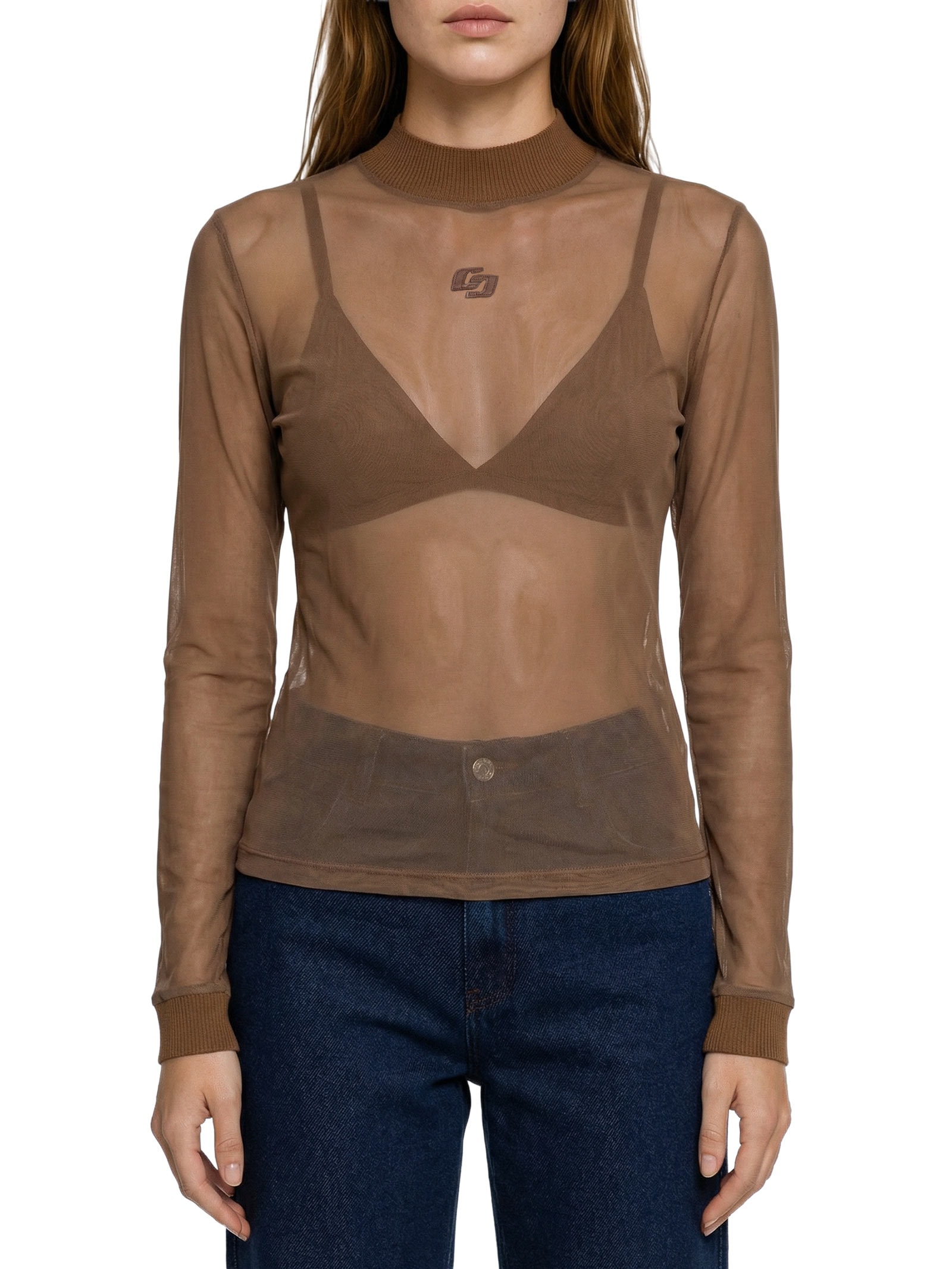 Blusa Feminina Tule Marrom Colcci