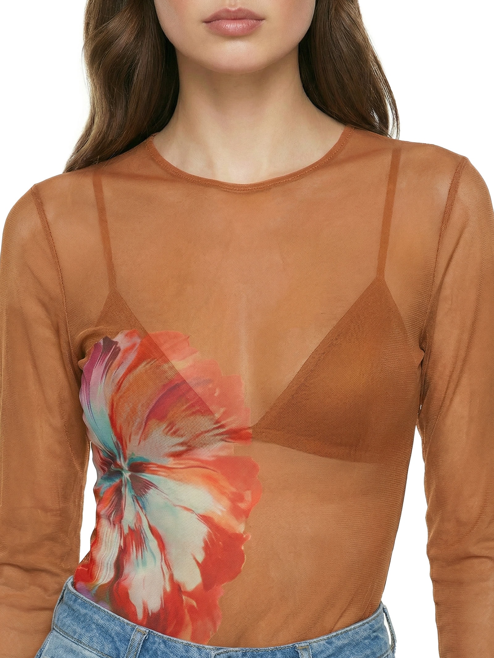 Blusa Feminina Tule Marrom Colcci