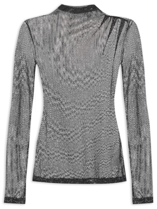 Blusa Feminina Tule Metalizado – Preto