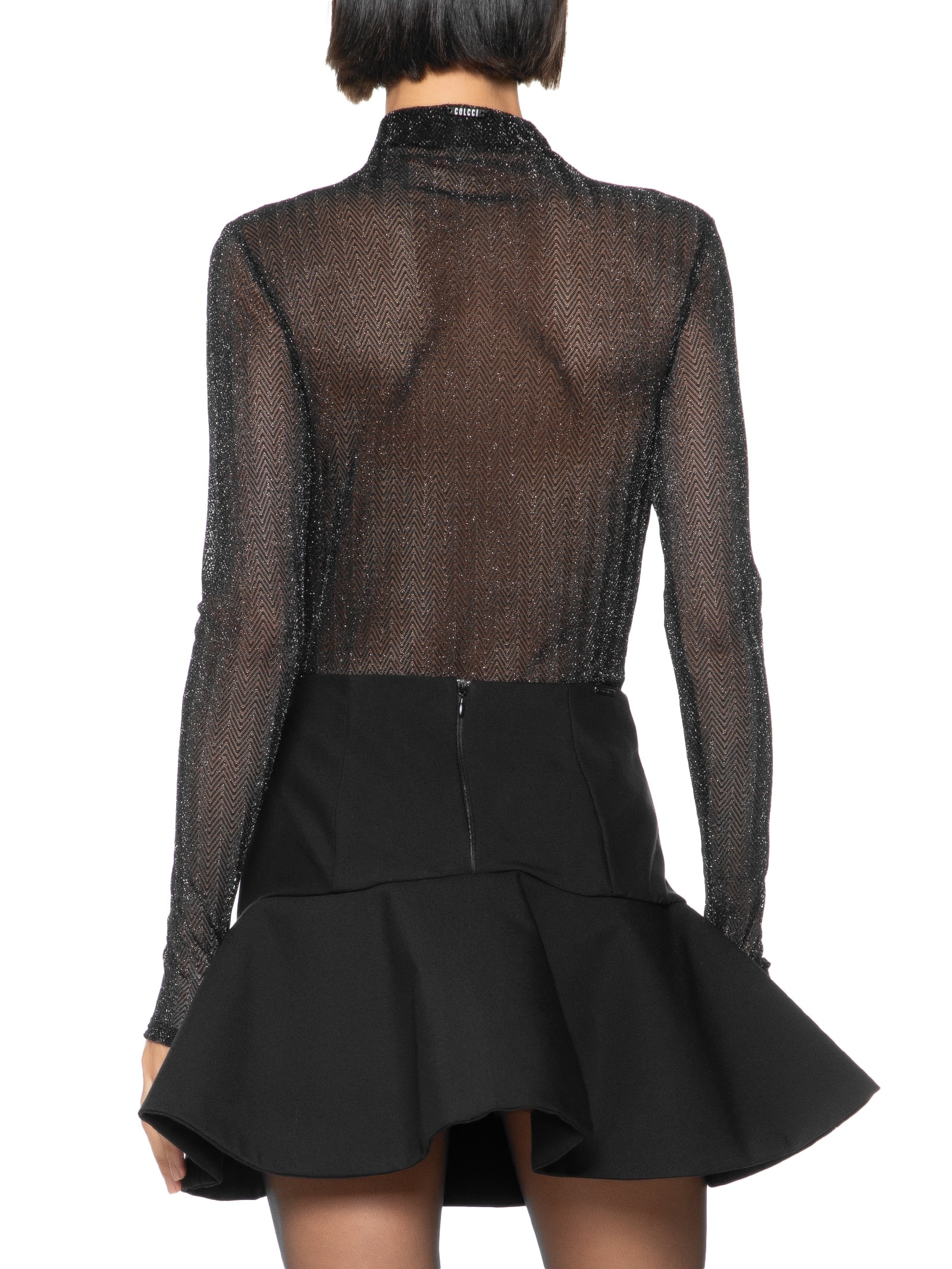 Blusa Feminina Tule Metalizado Preto Colcci