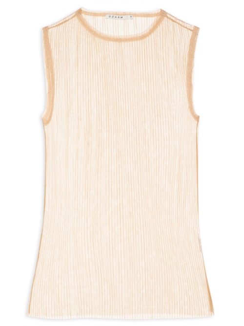 Blusa Feminina Tule Plissado – Bege