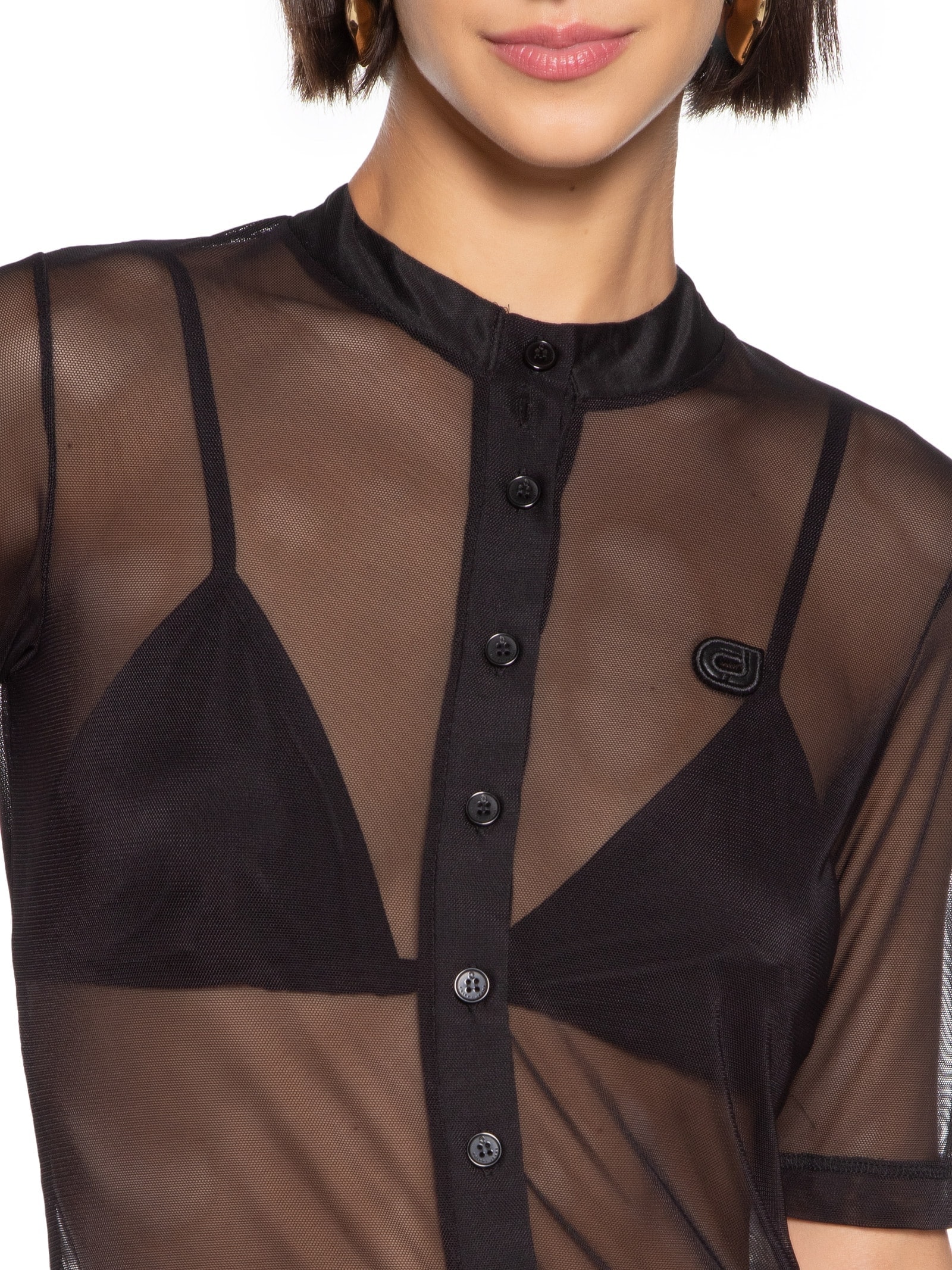 Blusa Feminina Tule Preto Colcci Jeans