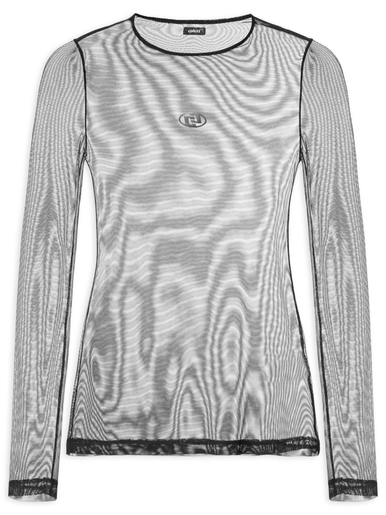 Blusa Feminina Tule Preto Colcci