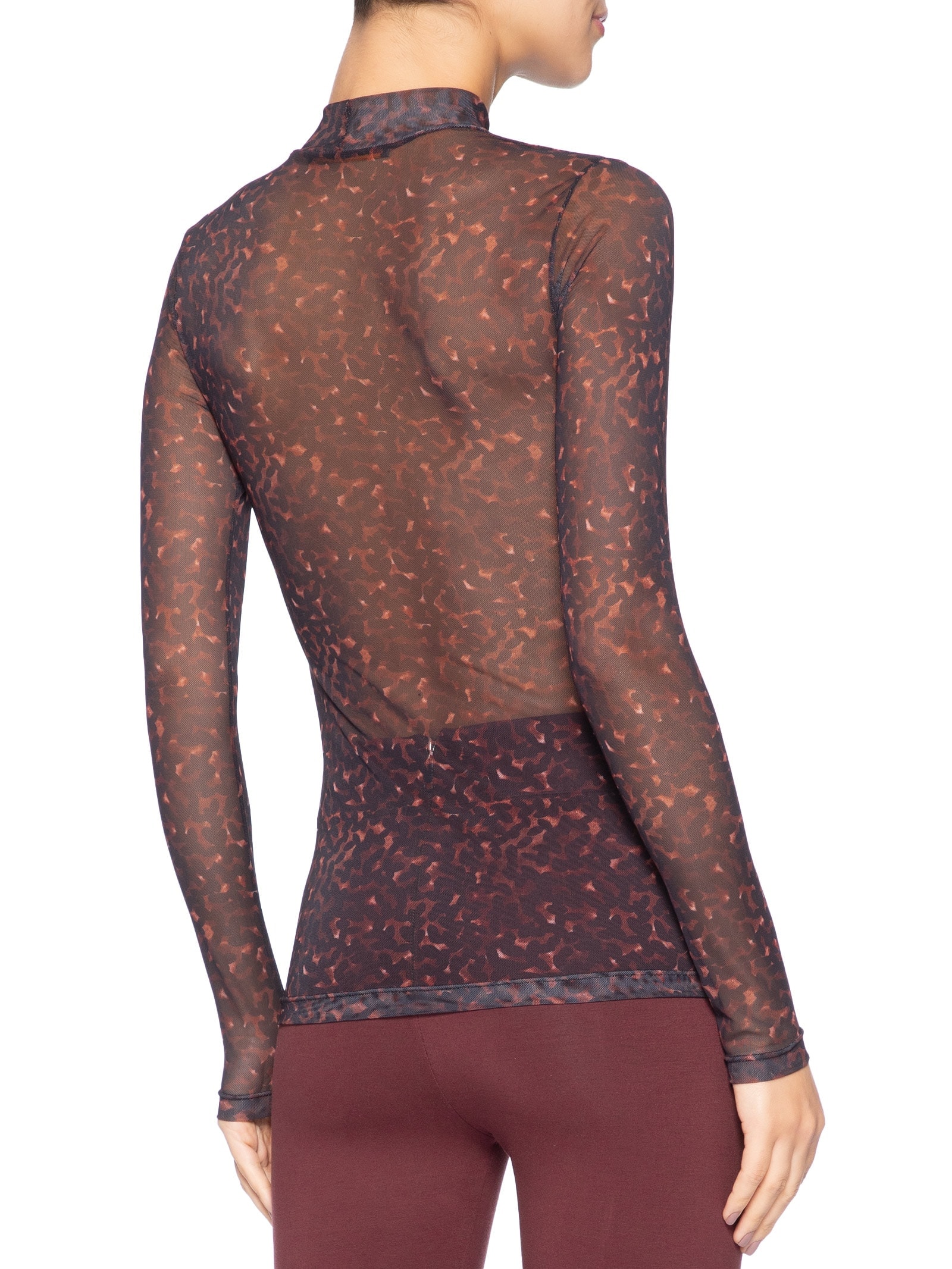 Blusa Feminina Tule Segunda Pele Textura Bean Col Marrom Animale
