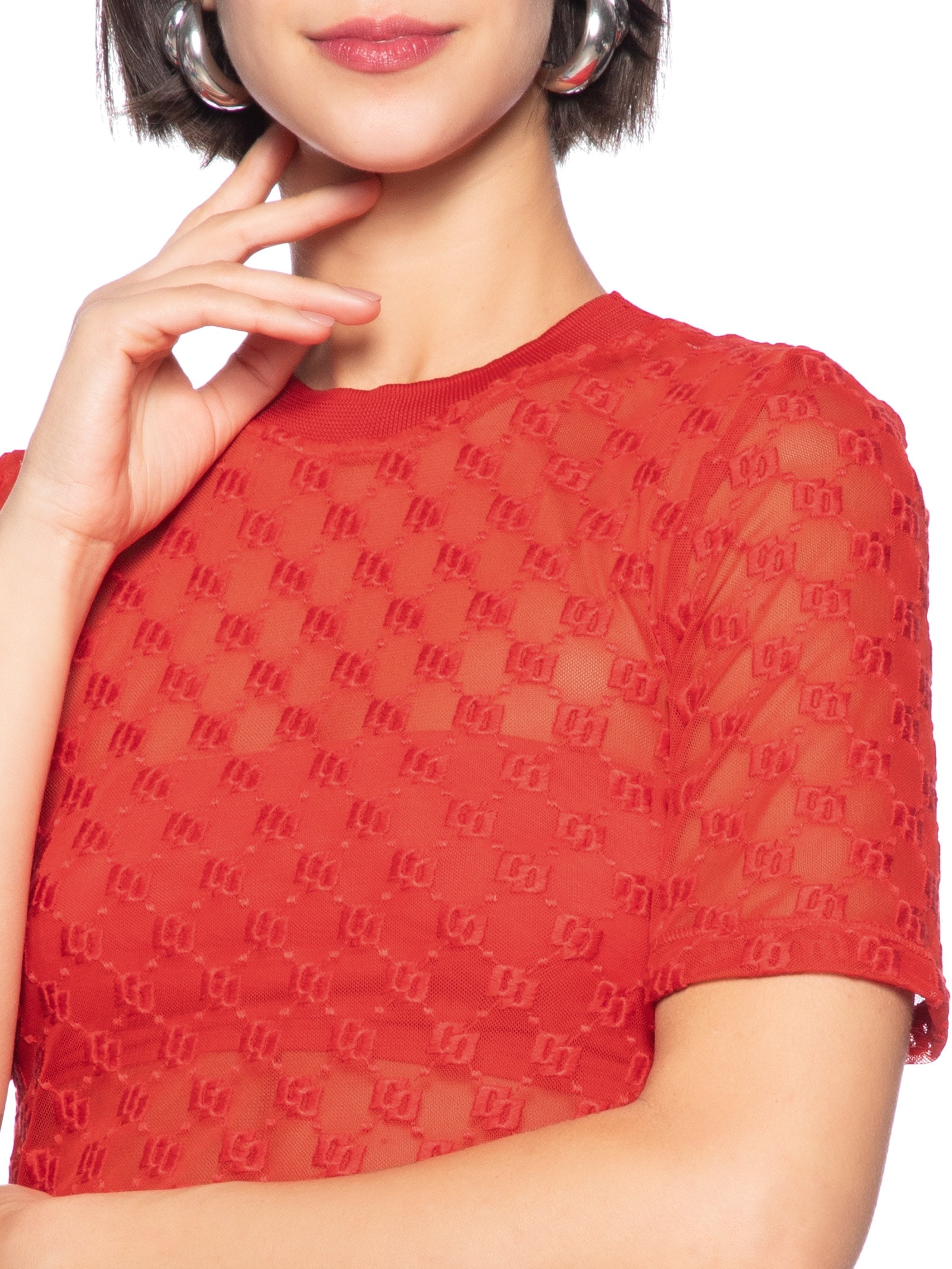 Blusa Feminina Tule Vermelho Colcci