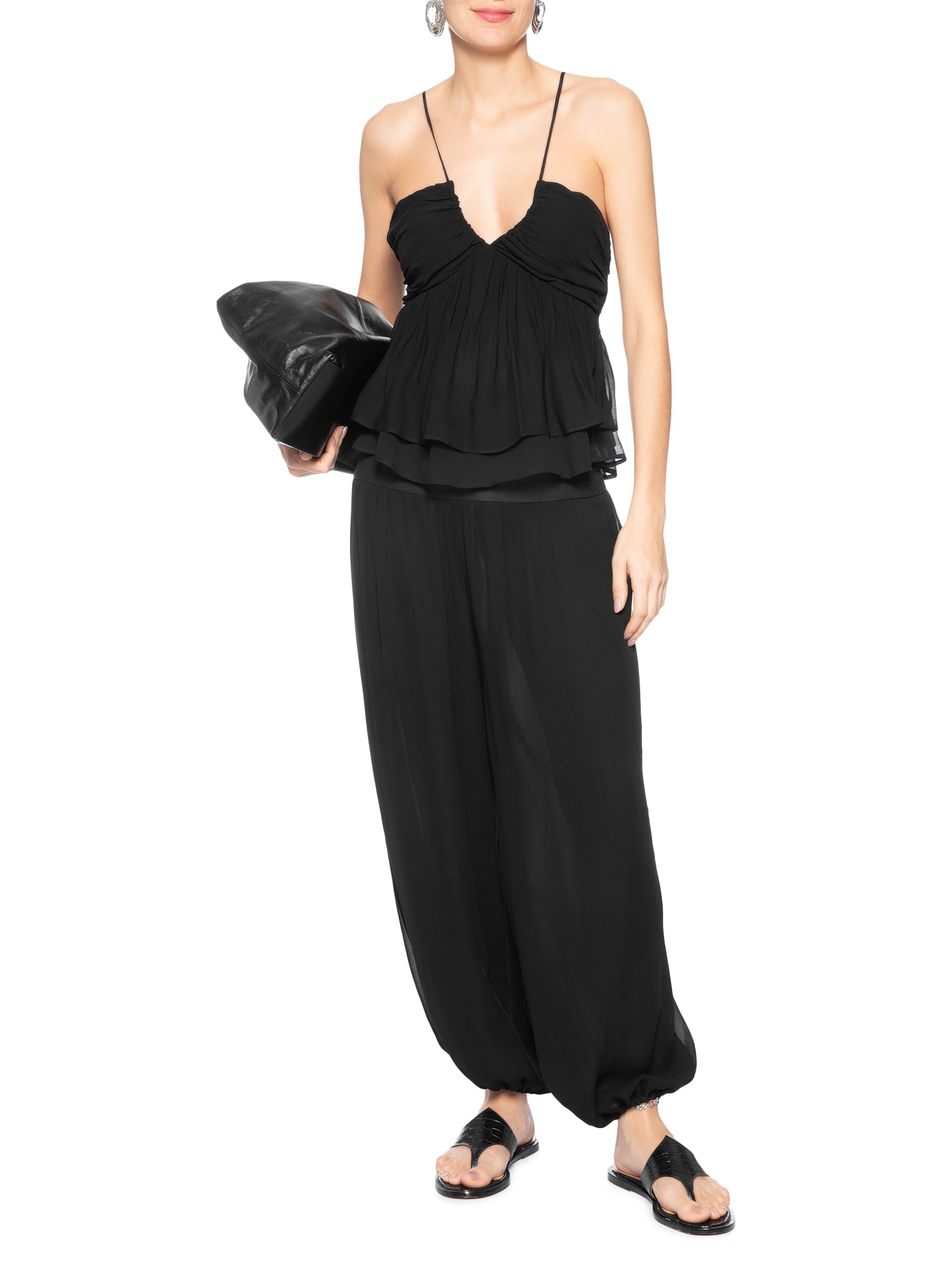 Blusa Feminina Túnel Amarração Preto Animale Jeans