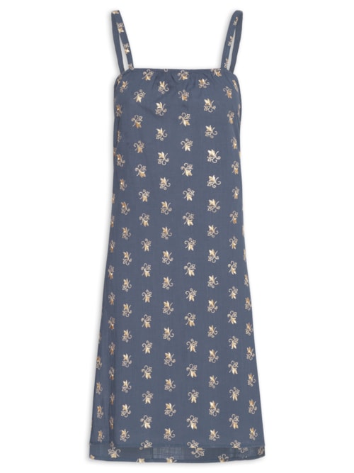 Blusa Feminina Túnica Bordado Azaléia – Azul