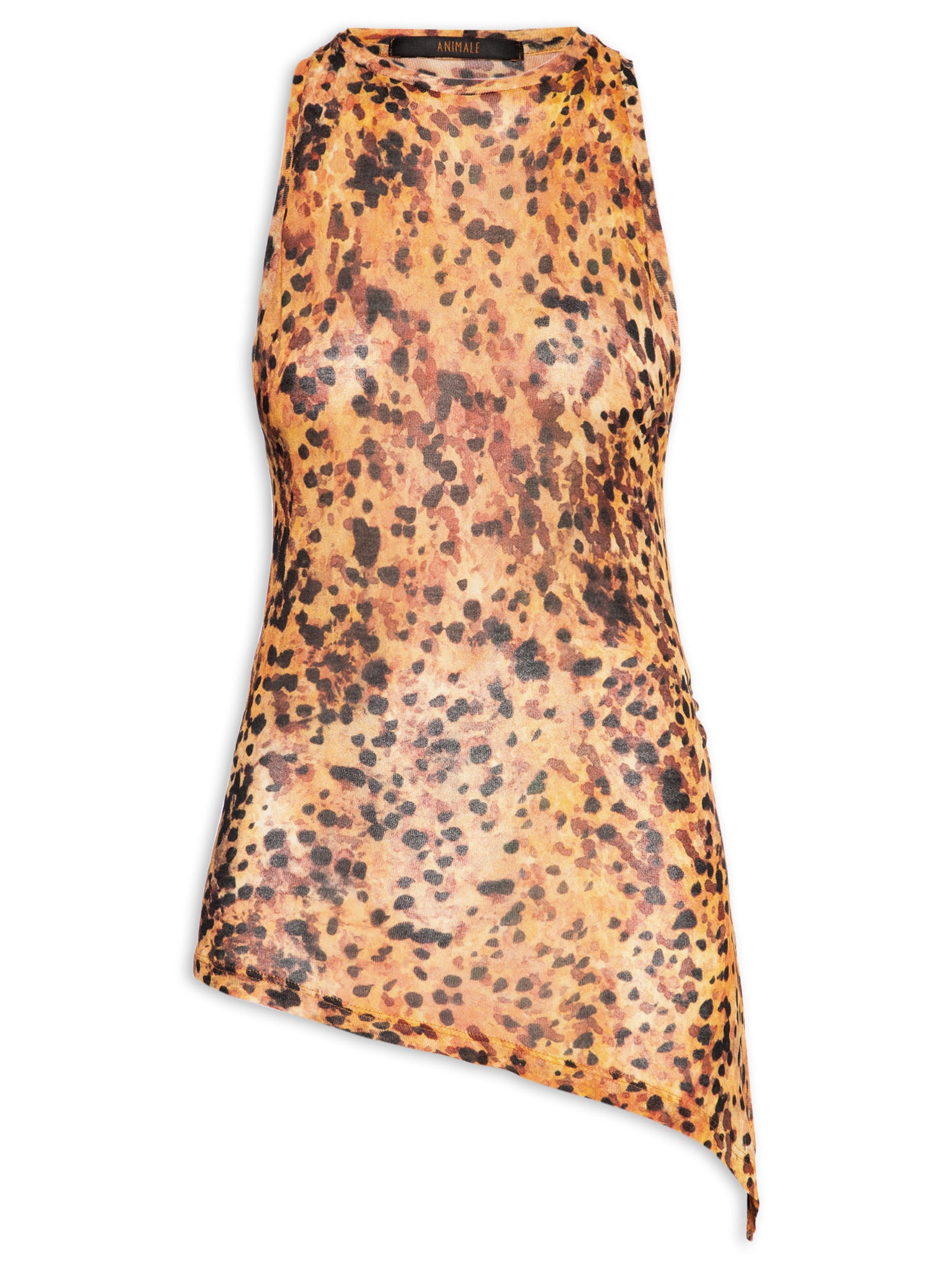 Blusa Feminina Túnica Fenda Lateral Marrom Animale