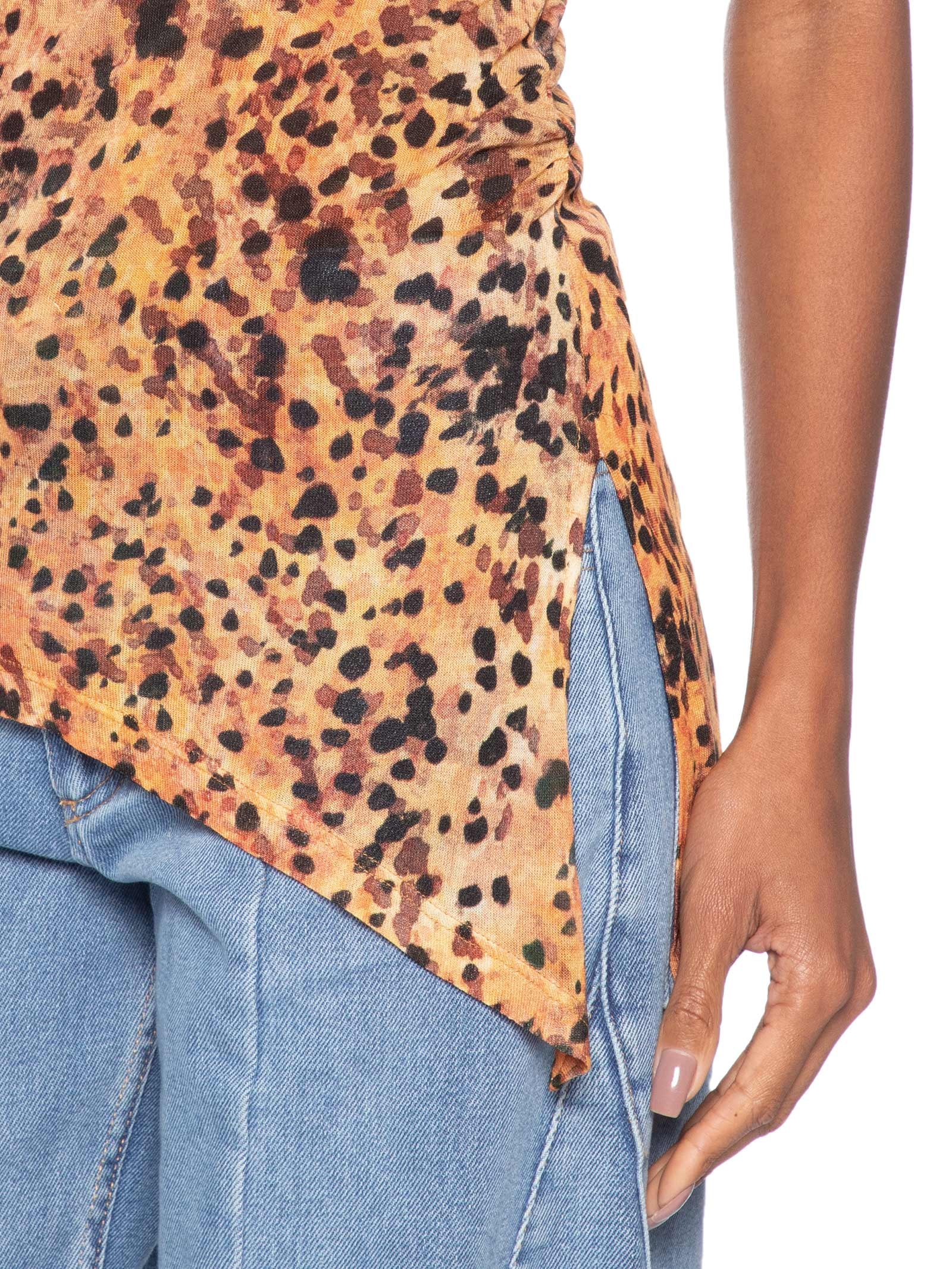 Blusa Feminina Túnica Fenda Lateral Marrom Animale
