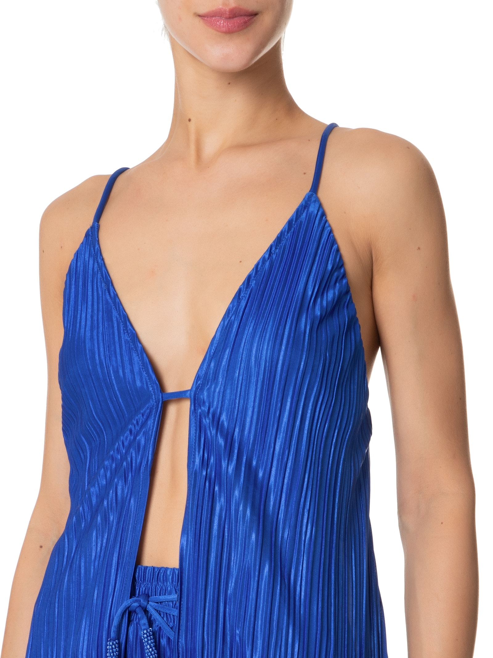 Blusa Feminina Túnica Plissada Azul Farm