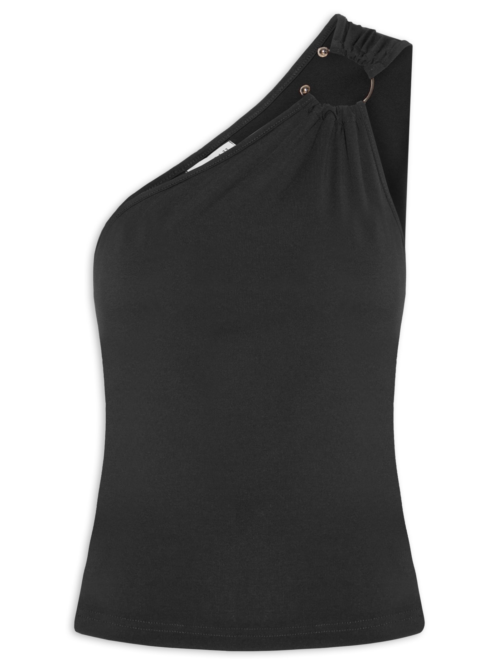 Blusa Feminina Um Ombro Só Com Metal Preto Market 33