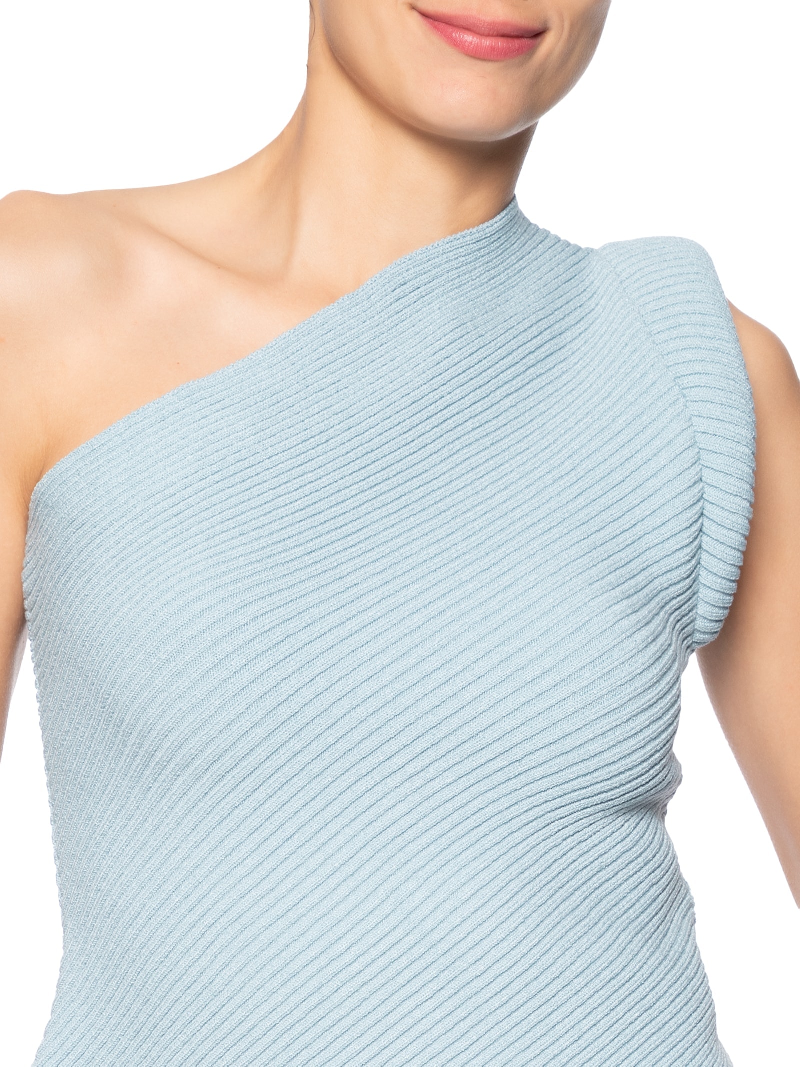 Blusa Feminina Um Ombro Só Em Tricot Azul Market 33