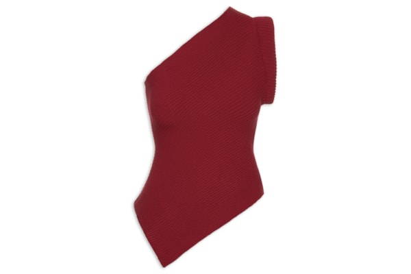 Blusa Feminina Um Ombro Só Em Tricot - Vermelho