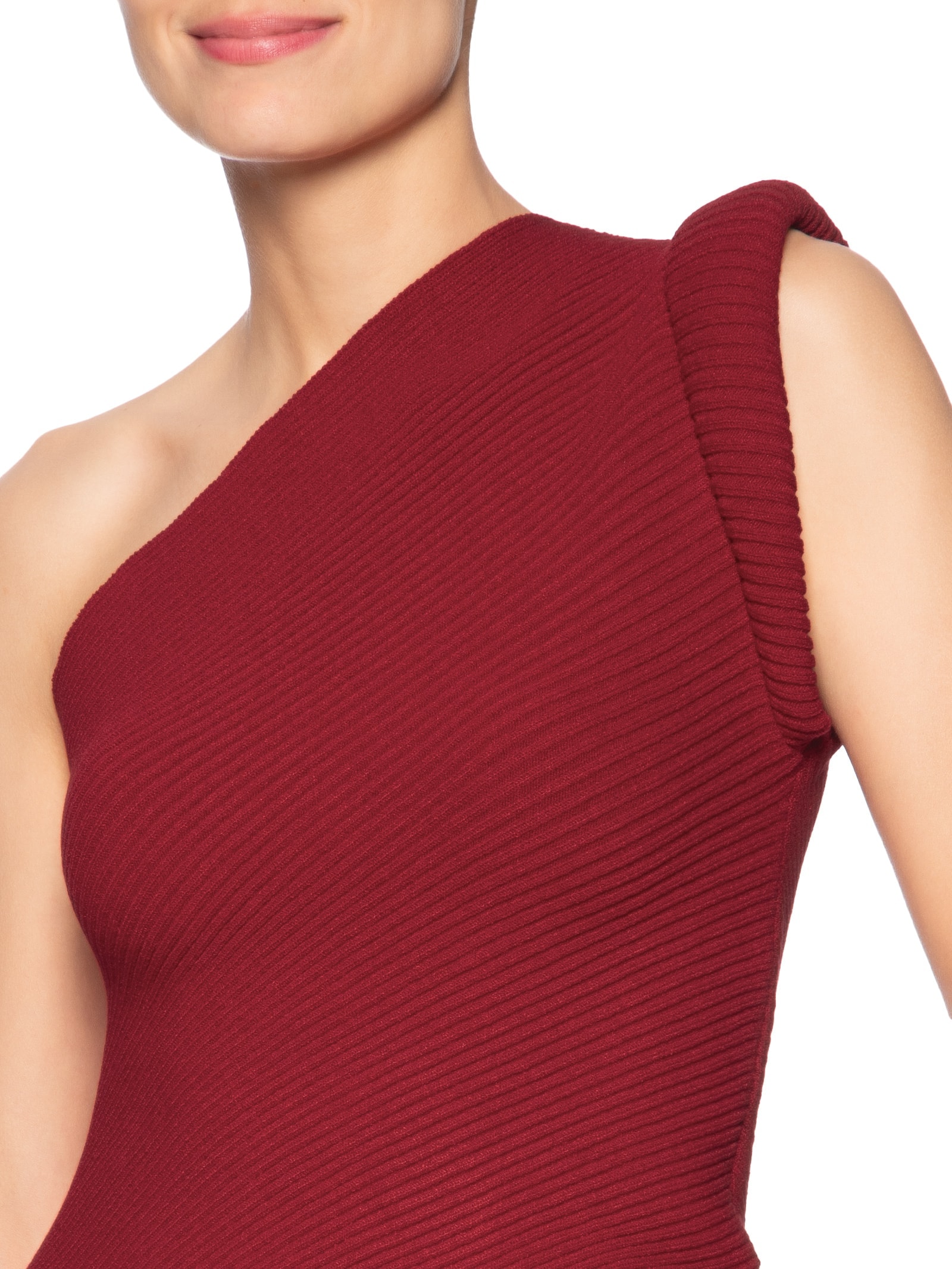 Blusa Feminina Um Ombro Só Em Tricot Vermelho Market 33