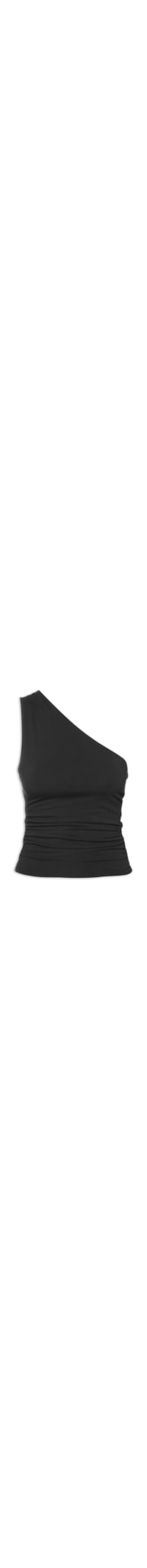 Blusa Feminina Um Ombro Só Franzida - Preto