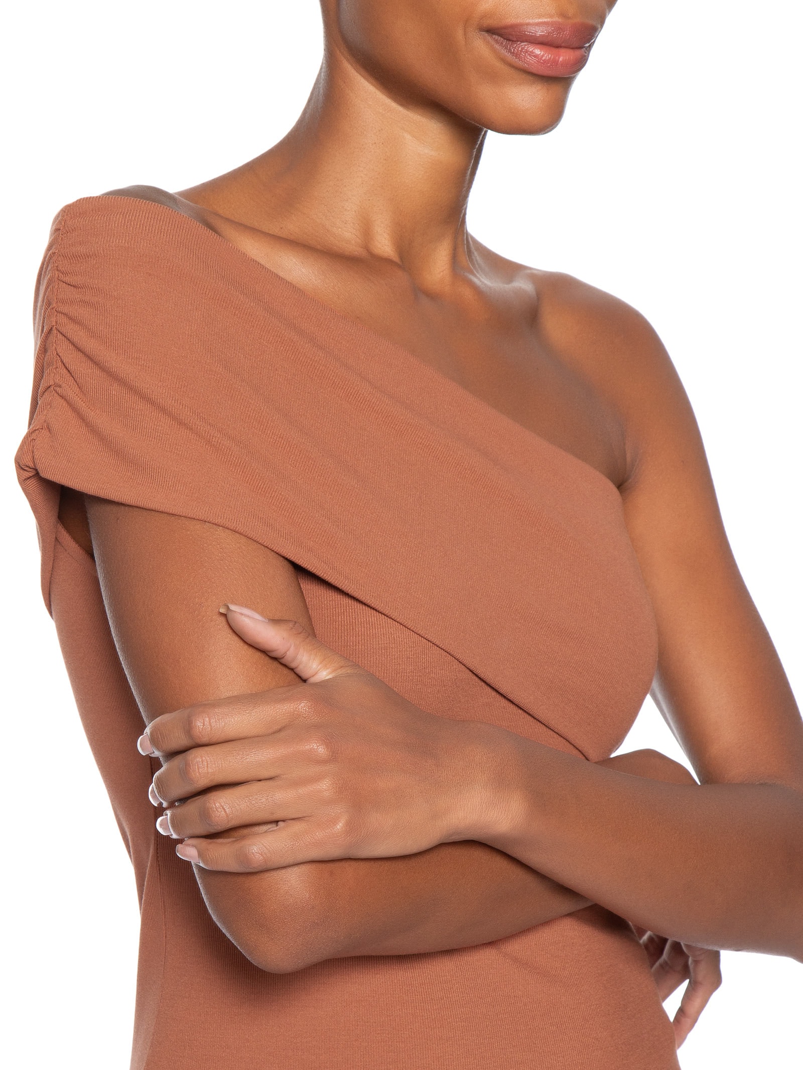 Blusa Feminina Um Ombro Só Marrom Maria Filó