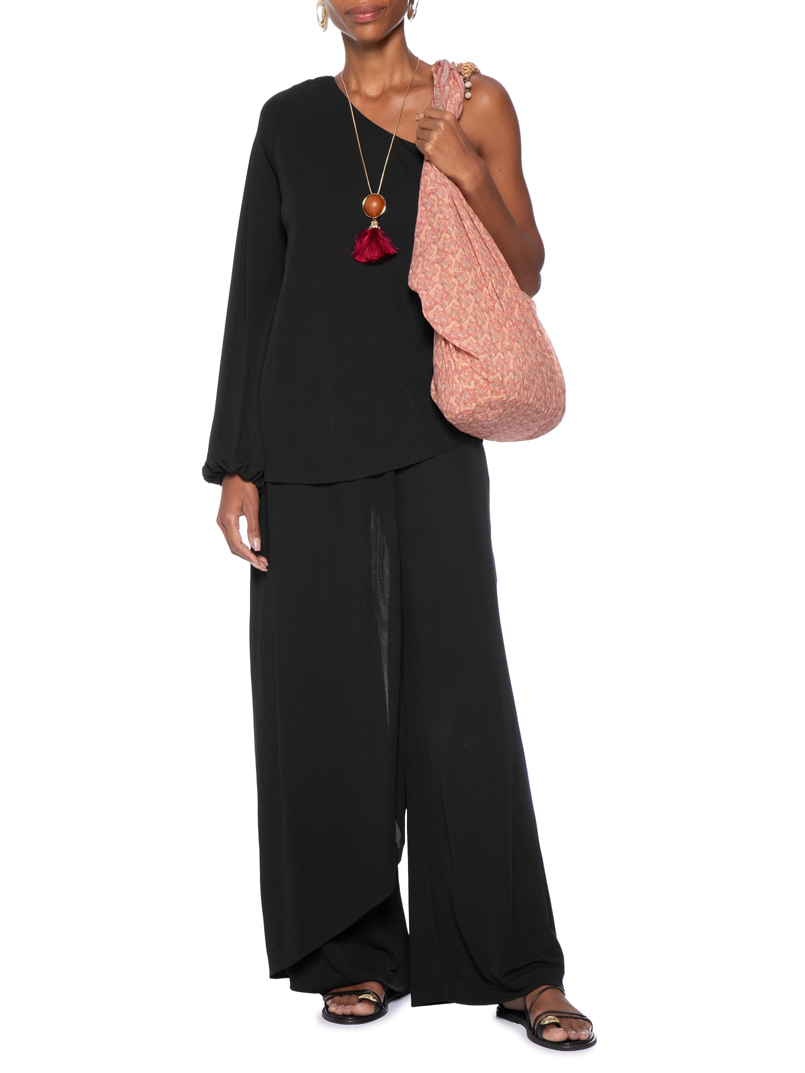 Blusa Feminina Um Ombro Só Preto Maria Filó