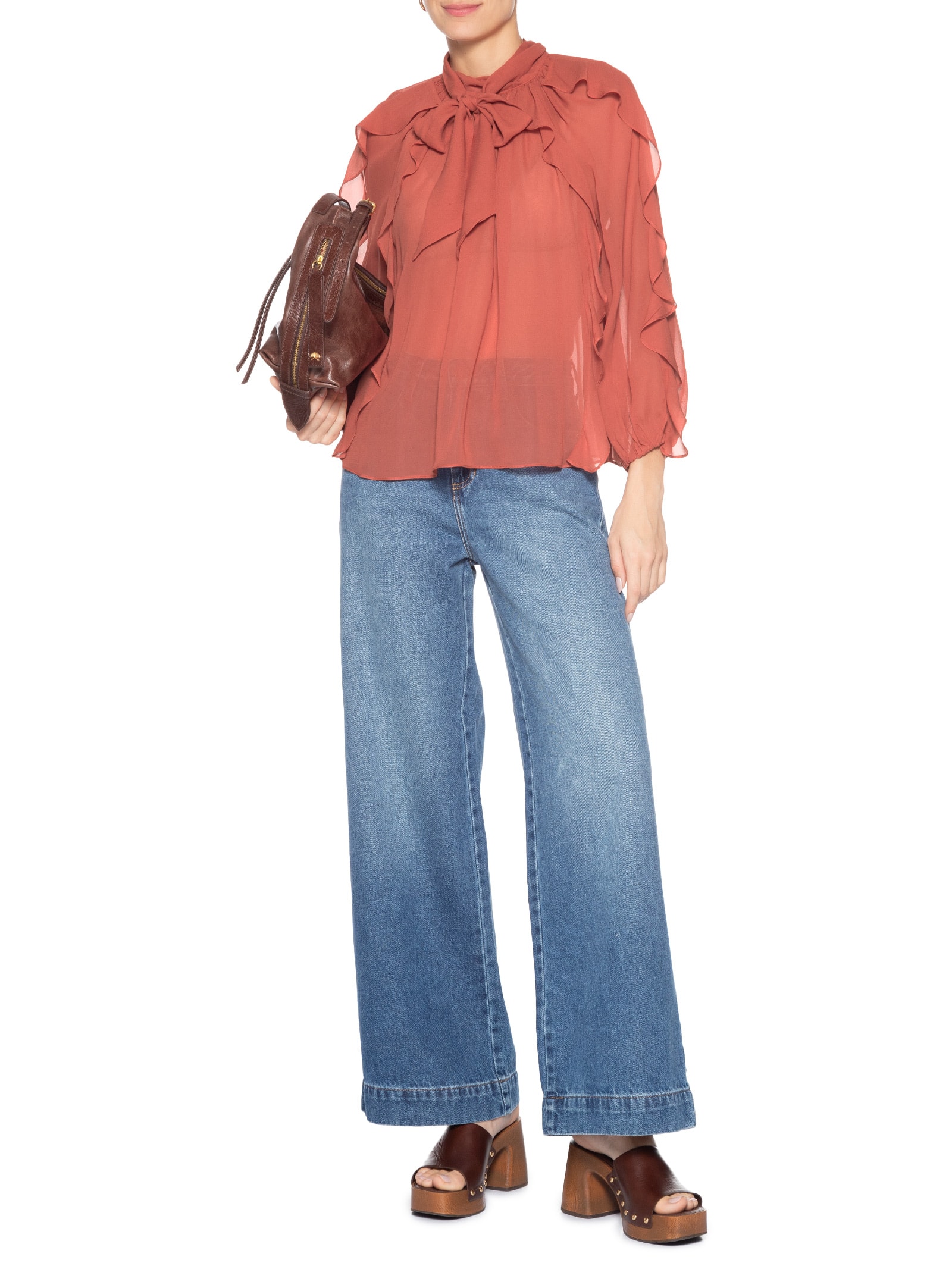 Blusa Feminina Verena Manga Longa Laranja Le Lis