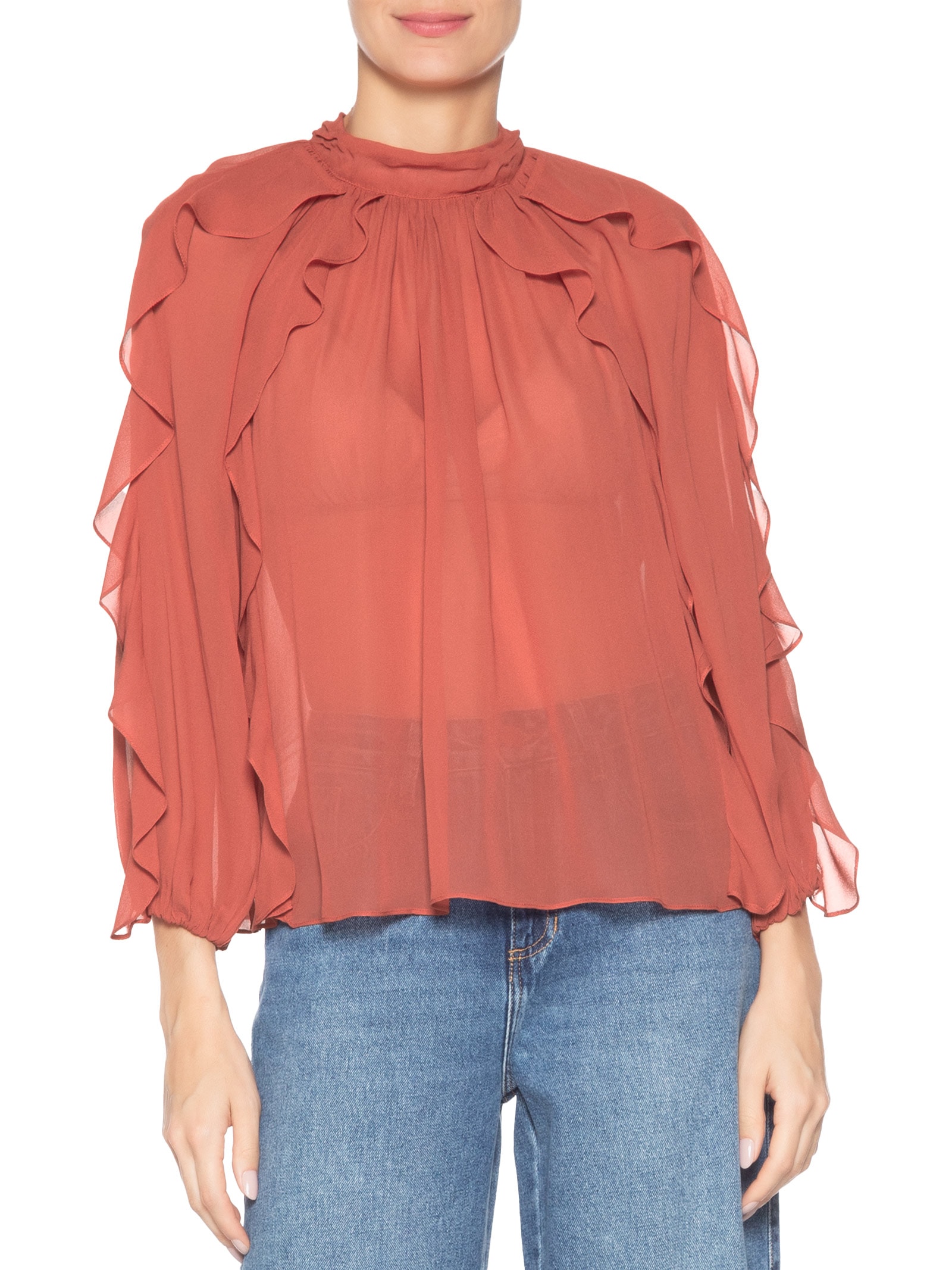 Blusa Feminina Verena Manga Longa Laranja Le Lis