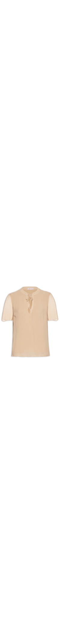 Blusa Feminina Viscose E Amarrações No Decote - Bege