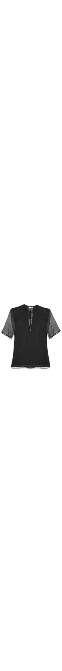 Blusa Feminina Viscose E Amarrações No Decote - Preto