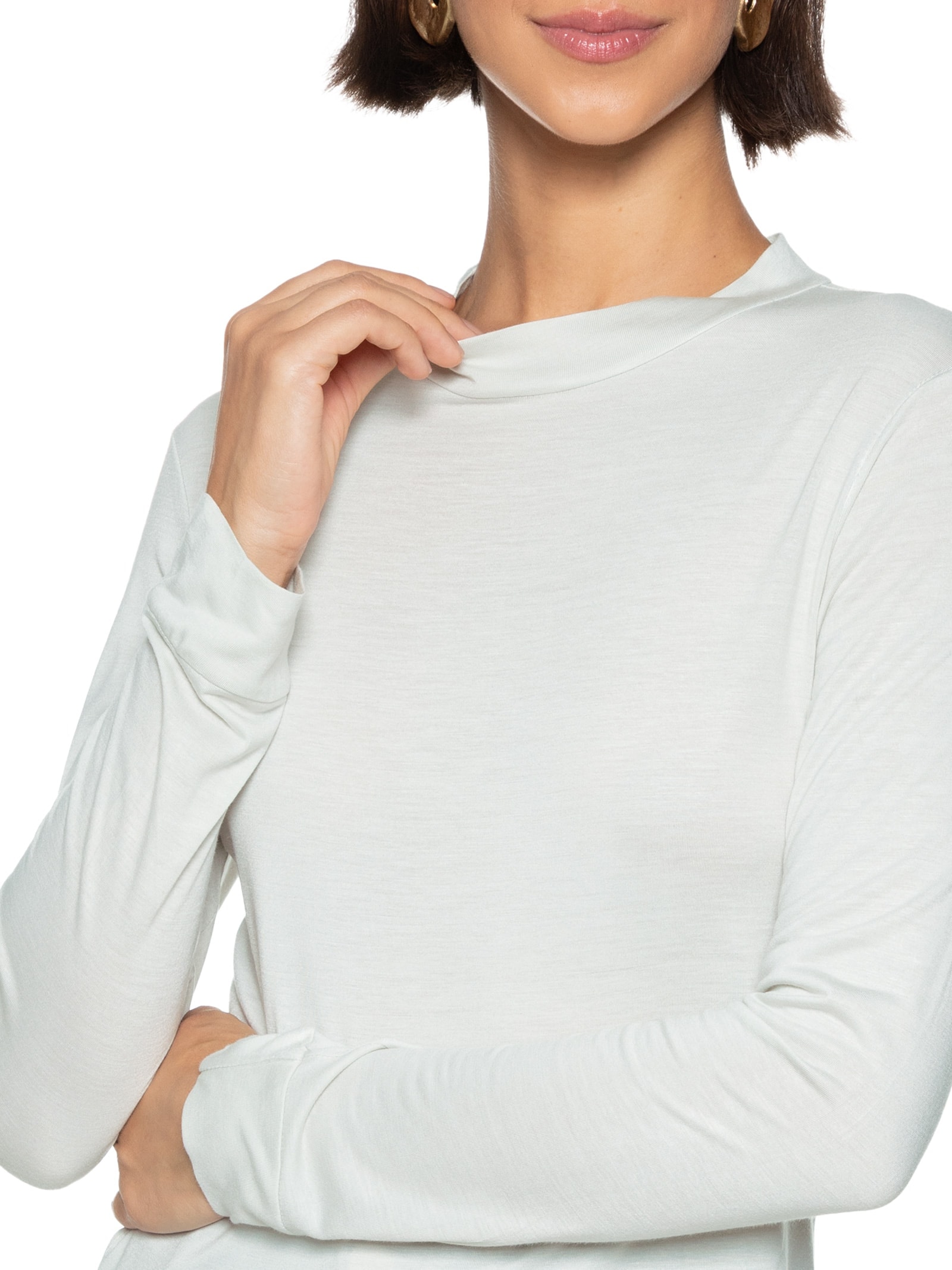 Blusa Feminina Viscose Manga Longa Off White Cantão