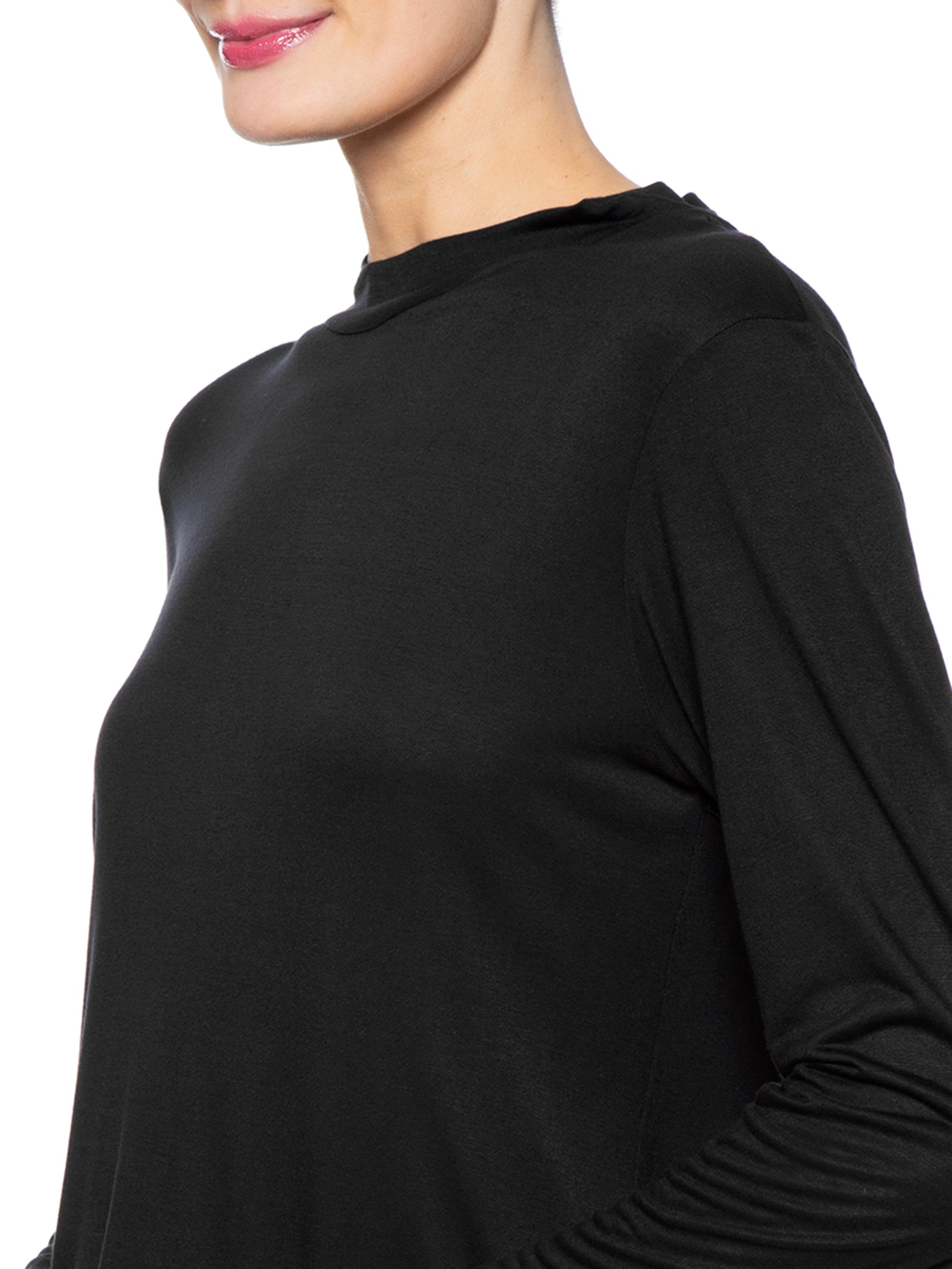 Blusa Feminina Viscose Manga Longa Preto  Cantão