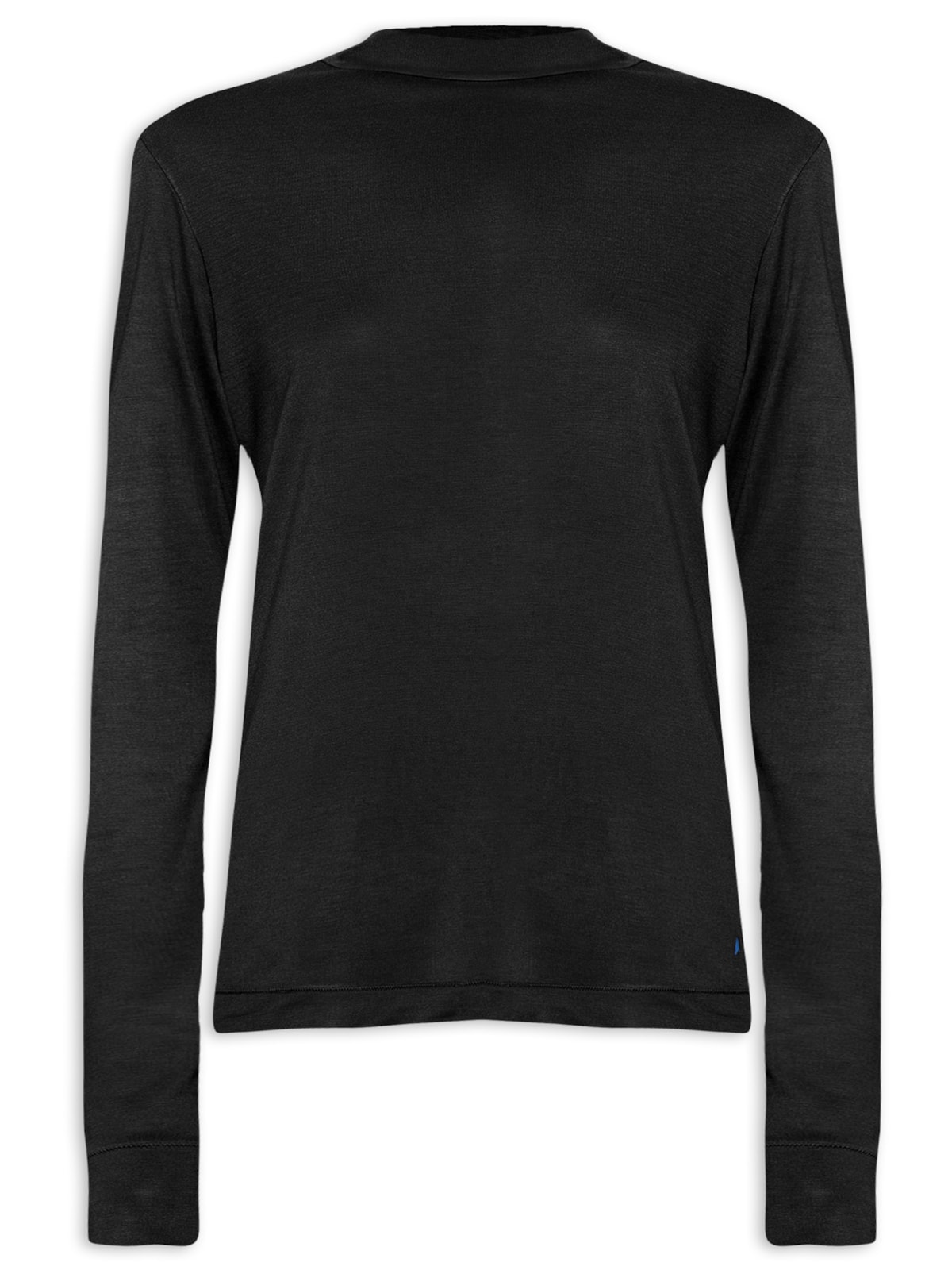 Vista 2 Blusa Feminina Viscose Manga Longa PRETO PRETO