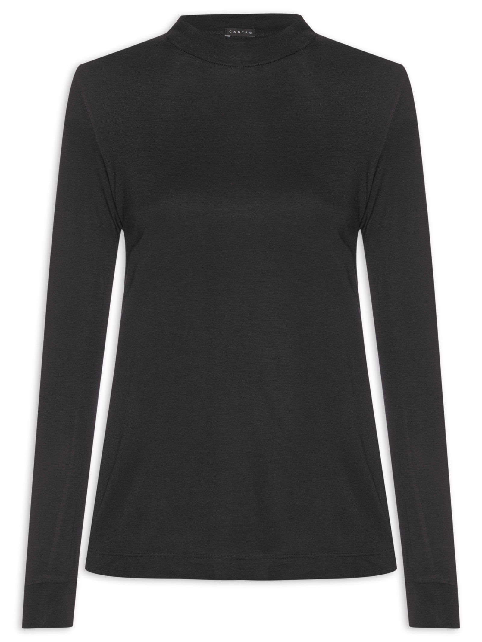 Blusa Feminina Viscose Manga Longa Preto Cantão