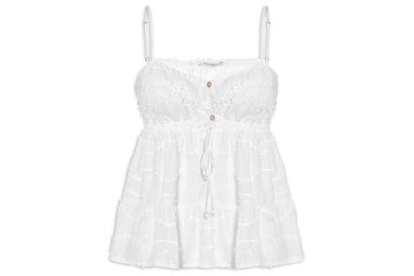 Blusa Feminina Voil Bordado Relevo – Branco