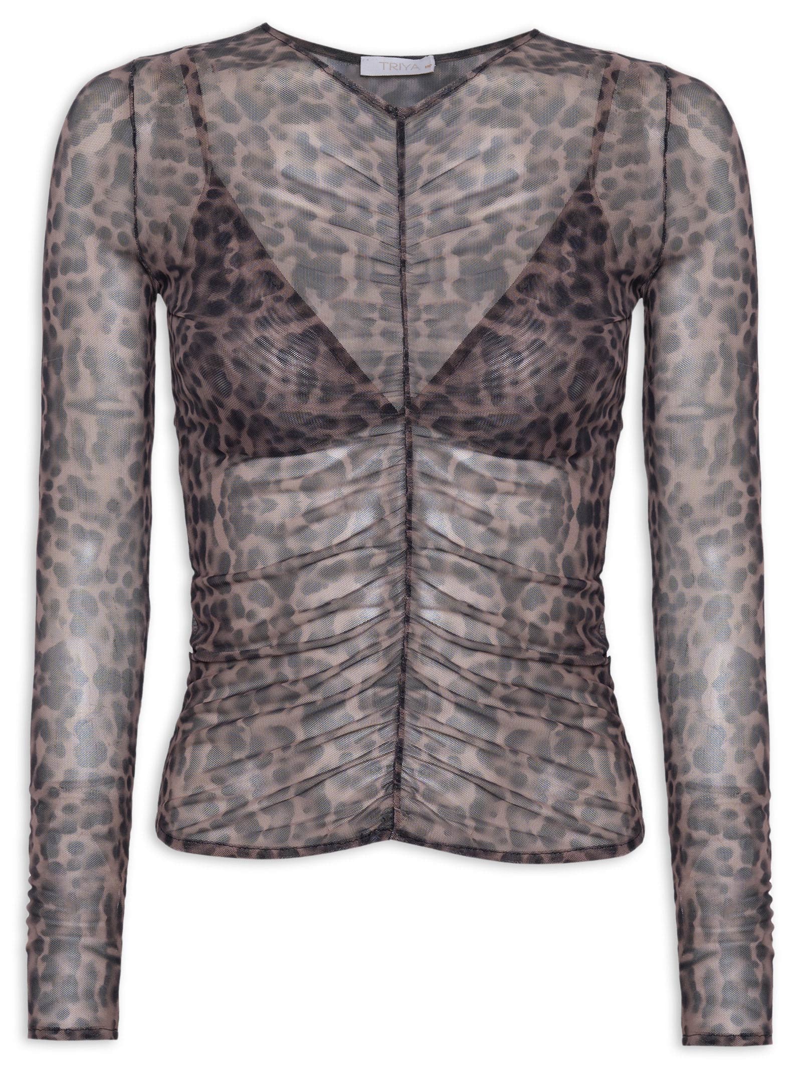 Blusa Feminina West Aquarela Onça Animal Print Triya