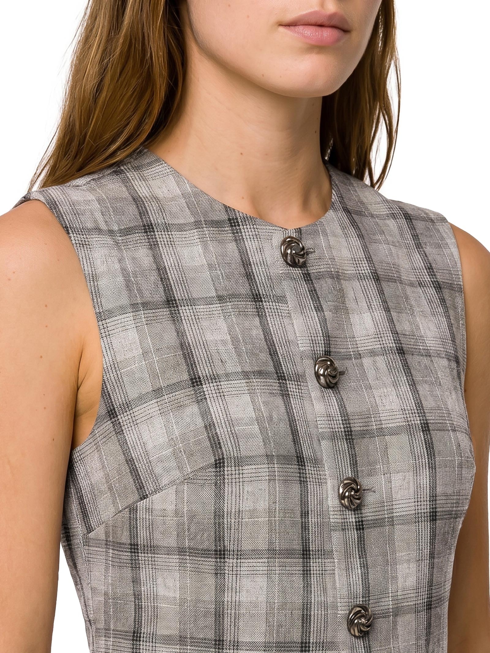 Blusa Feminina Xadrez Cinza Colcci