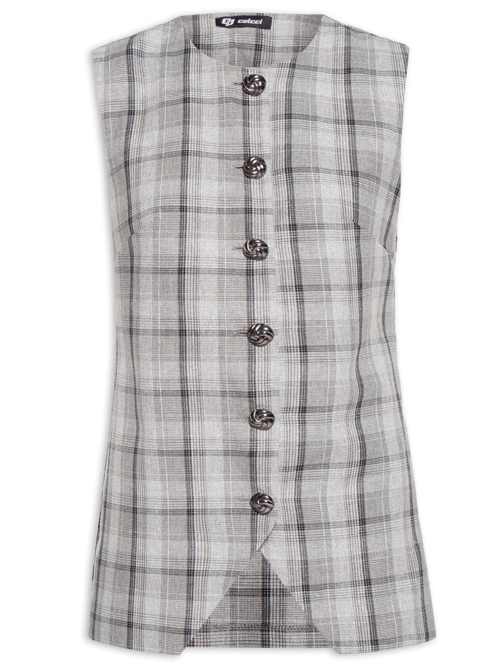 Blusa Feminina Xadrez Cinza Colcci