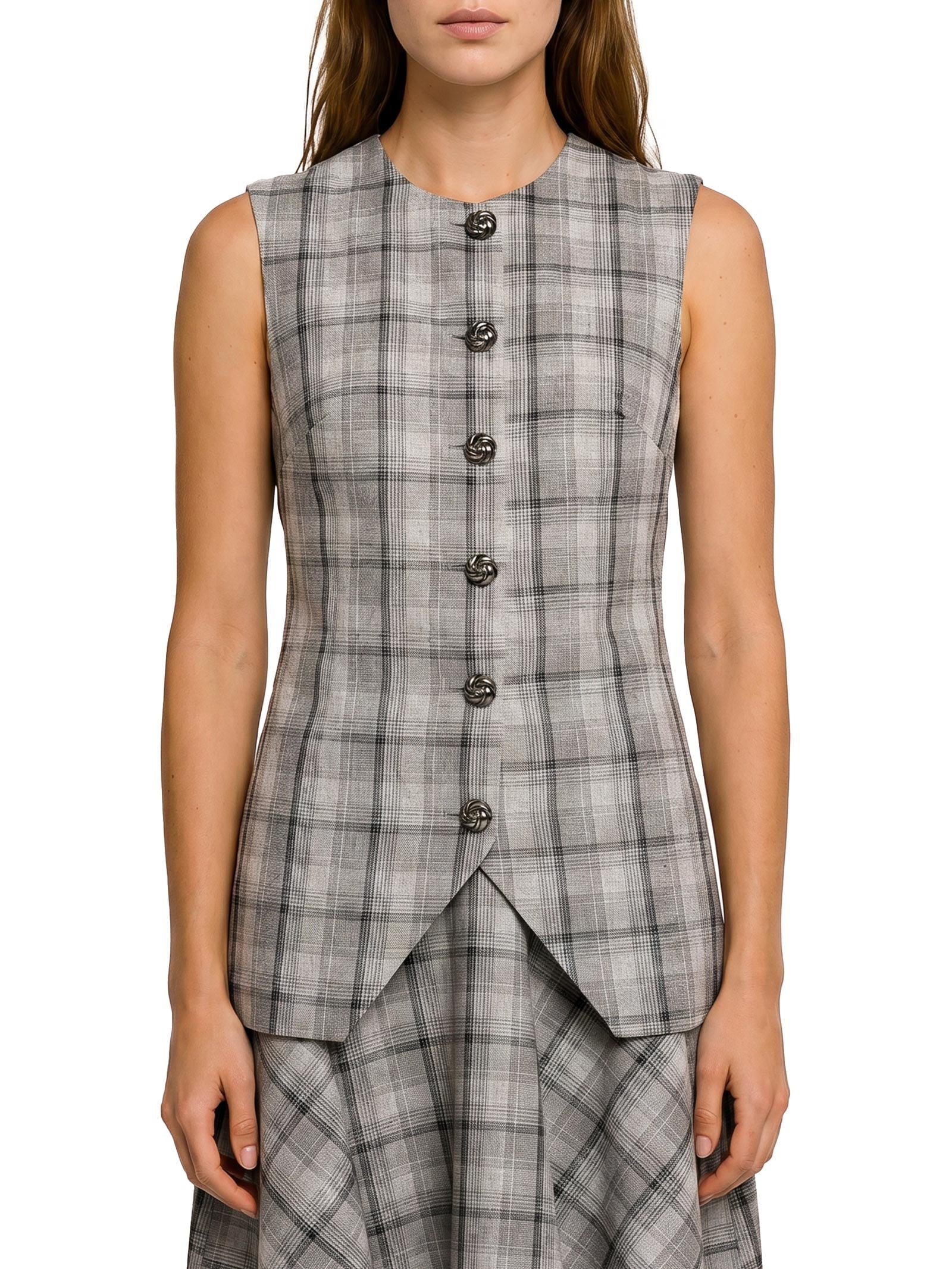 Blusa Feminina Xadrez Cinza Colcci