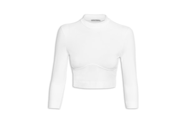 Blusa Feminino 3/4 Friso Busto – Branco