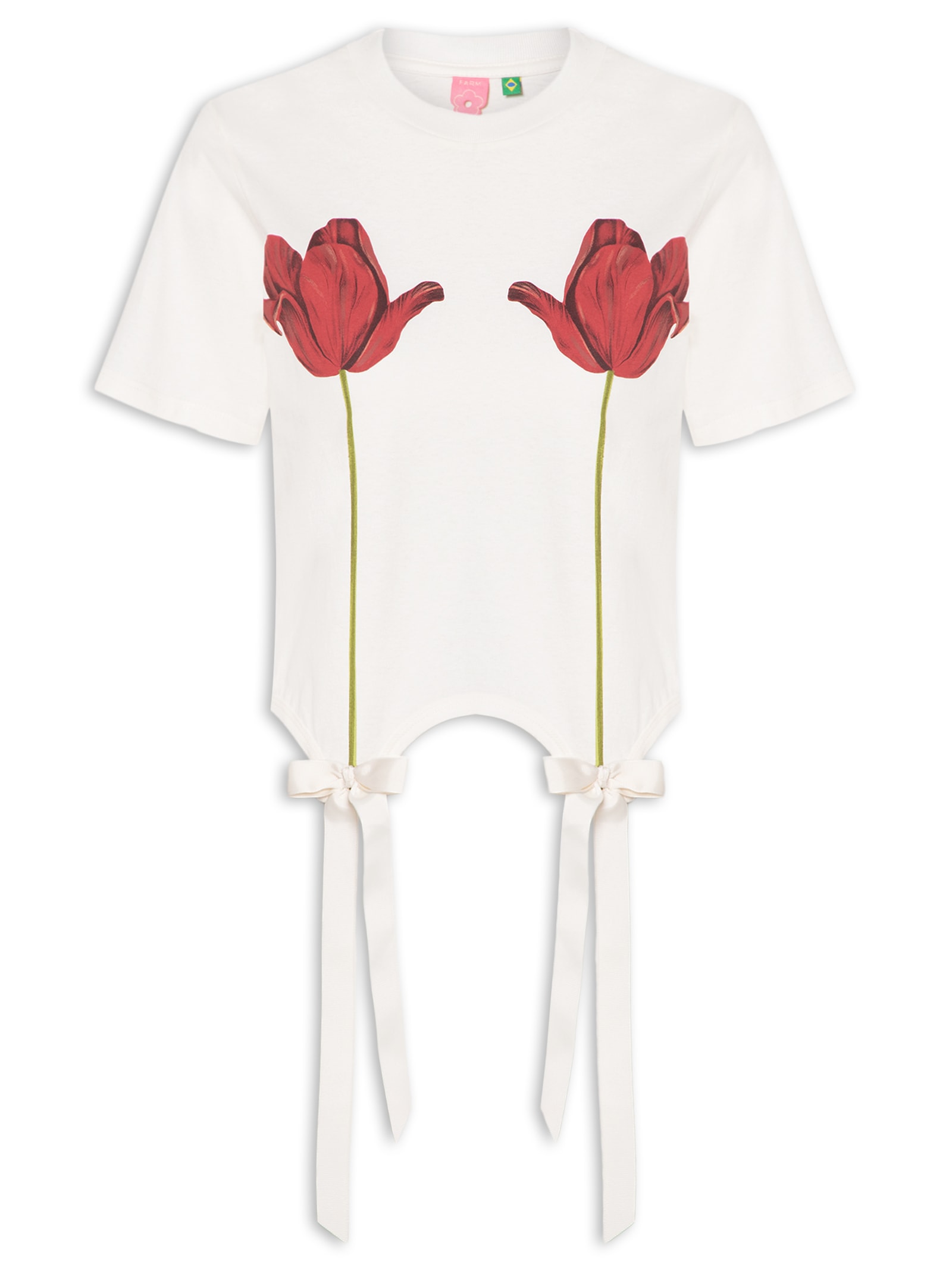 Blusa Feminino Laço De Flor Branco Farm