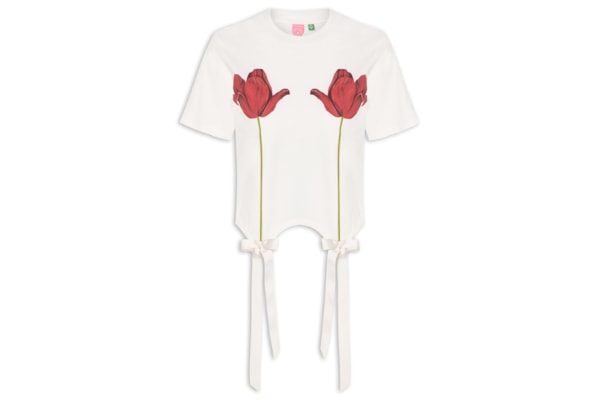 Blusa Feminino Laço De Flor - Branco