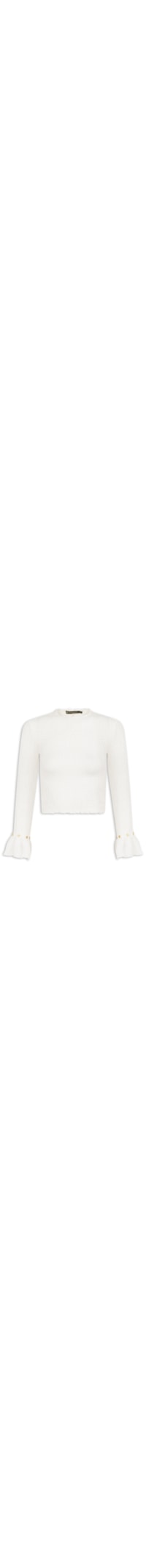 Blusa Feminino Manga Longa Belle Det - Branco