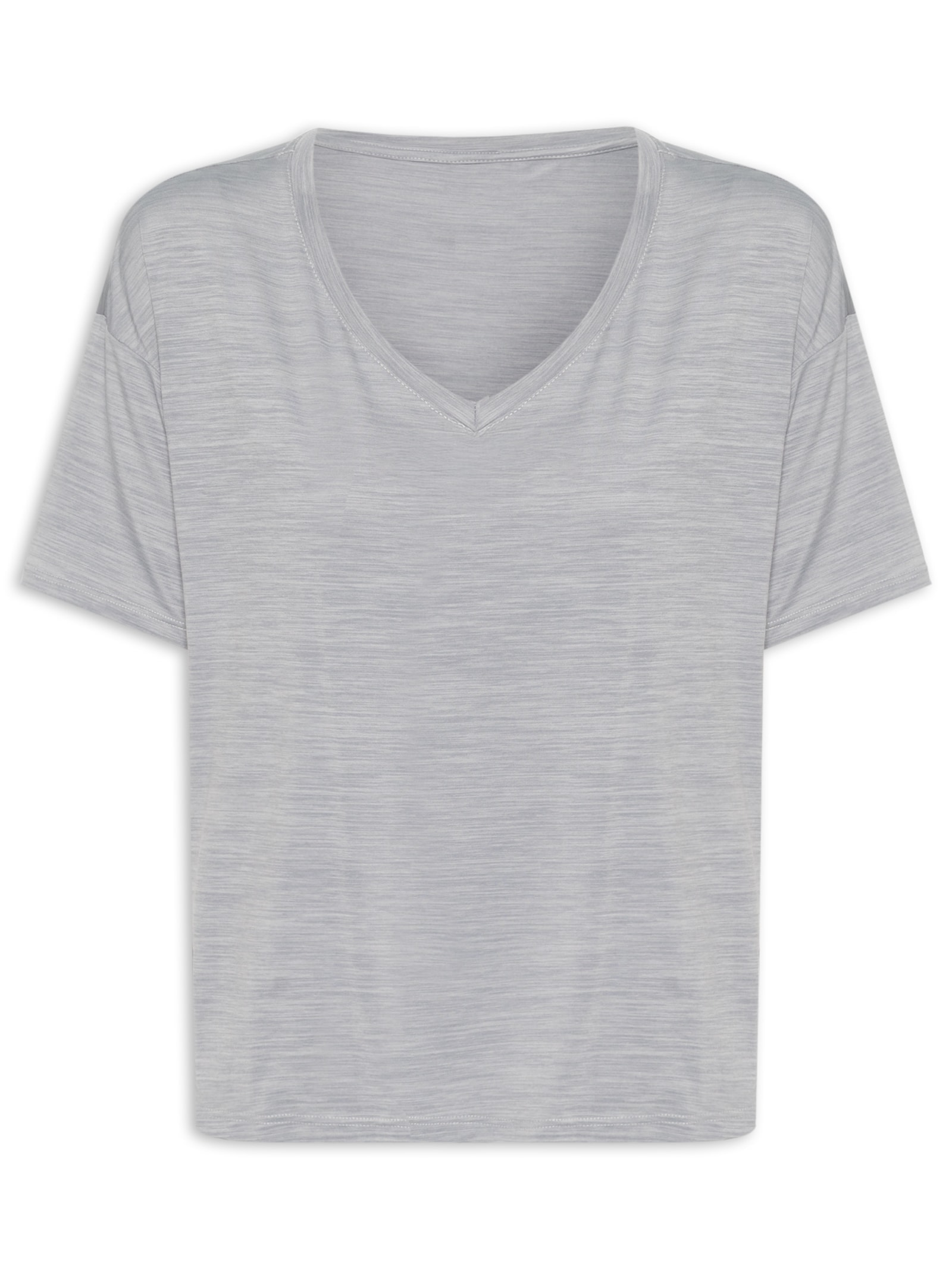 Blusa Fitness Decote V Cinza Claro Alba Yogini